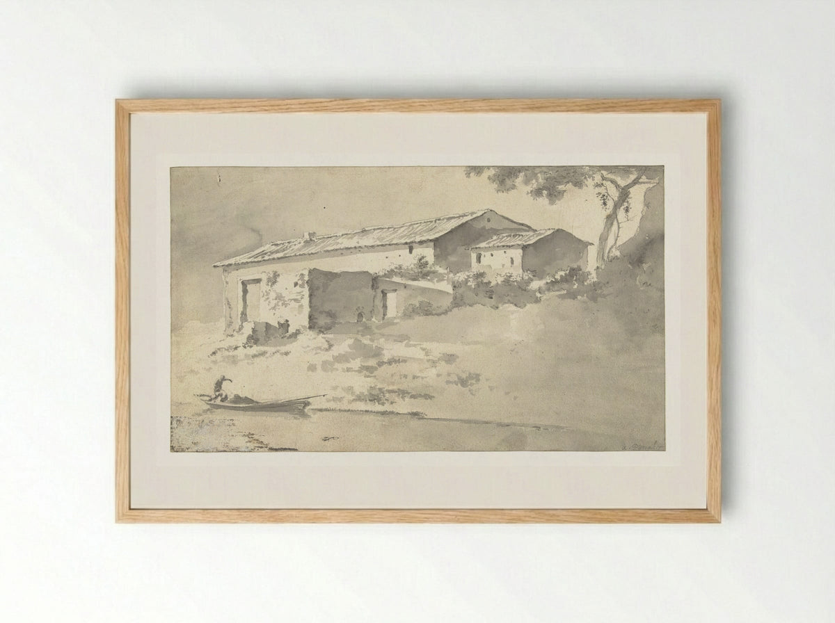 House in a Southern Landscape - Adam Pijnacker - Framed Print Wood