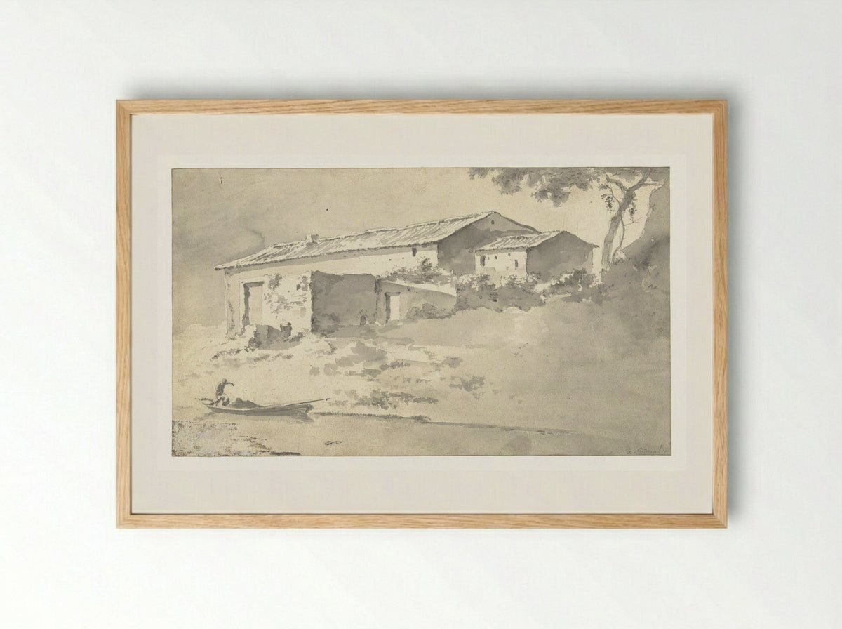 House in a Southern Landscape - Adam Pijnacker - Framed Print Wood