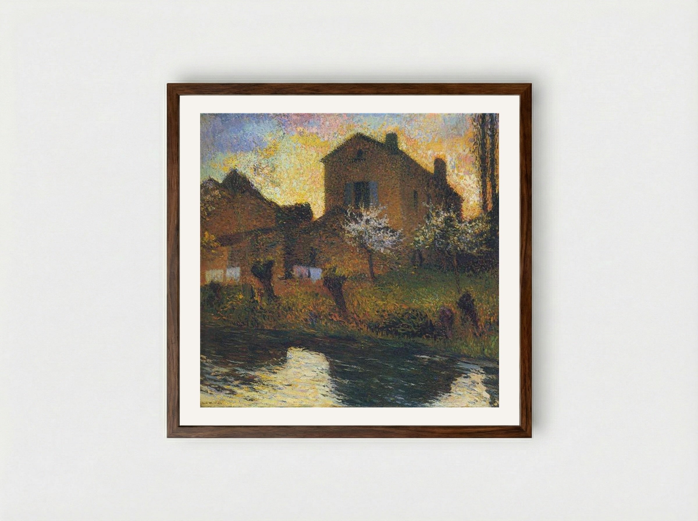 House of Marie Louise in Labastide - Henri Martin - Framed Print Dark Wood
