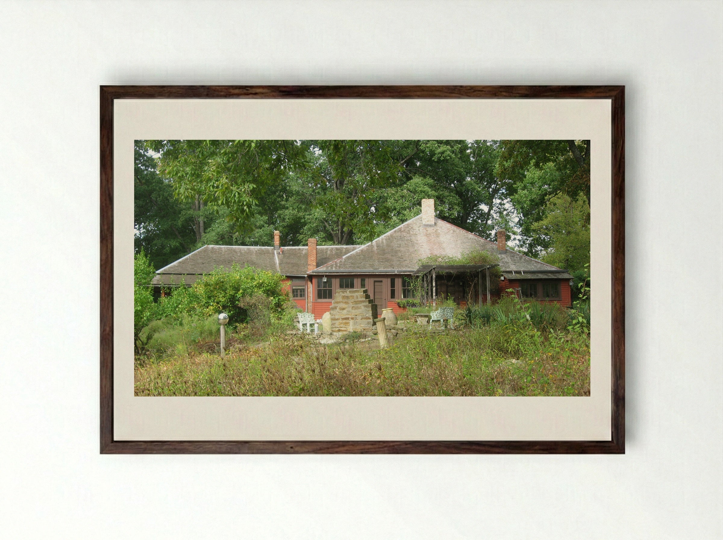 House of the Singing Winds - T. C. Steele - Framed Print Dark Wood