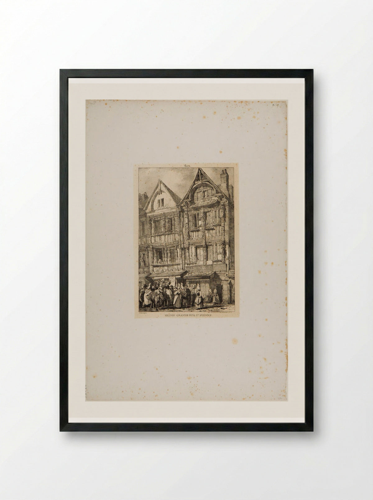 House on the Great Rue Saint Pierre in Caen - Richard Parkes Bonington - Framed Print Black