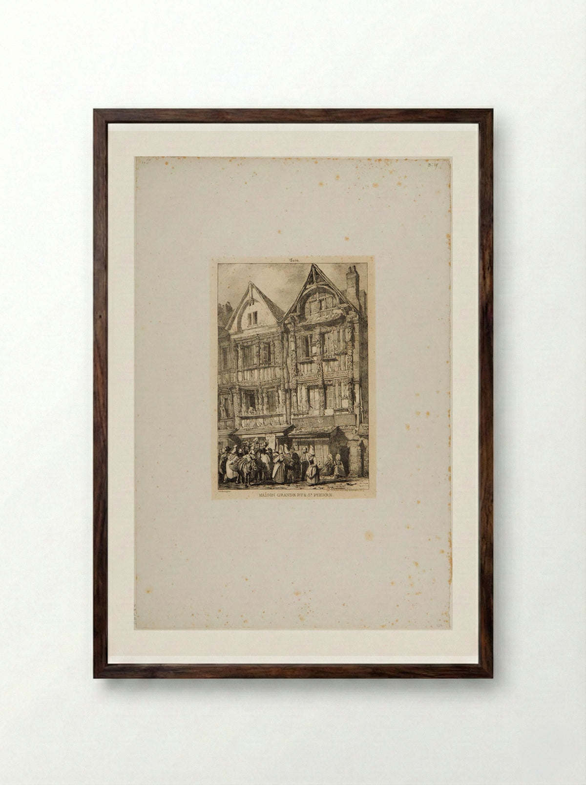 House on the Great Rue Saint Pierre in Caen - Richard Parkes Bonington - Framed Print Dark Wood