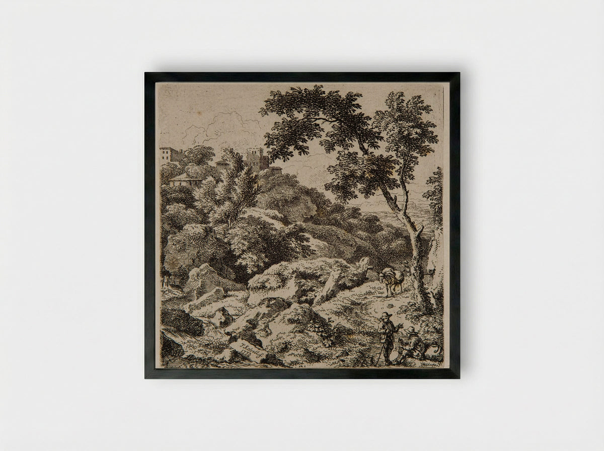 House on the Hill - Ferdinand Kobell - Framed Print Black