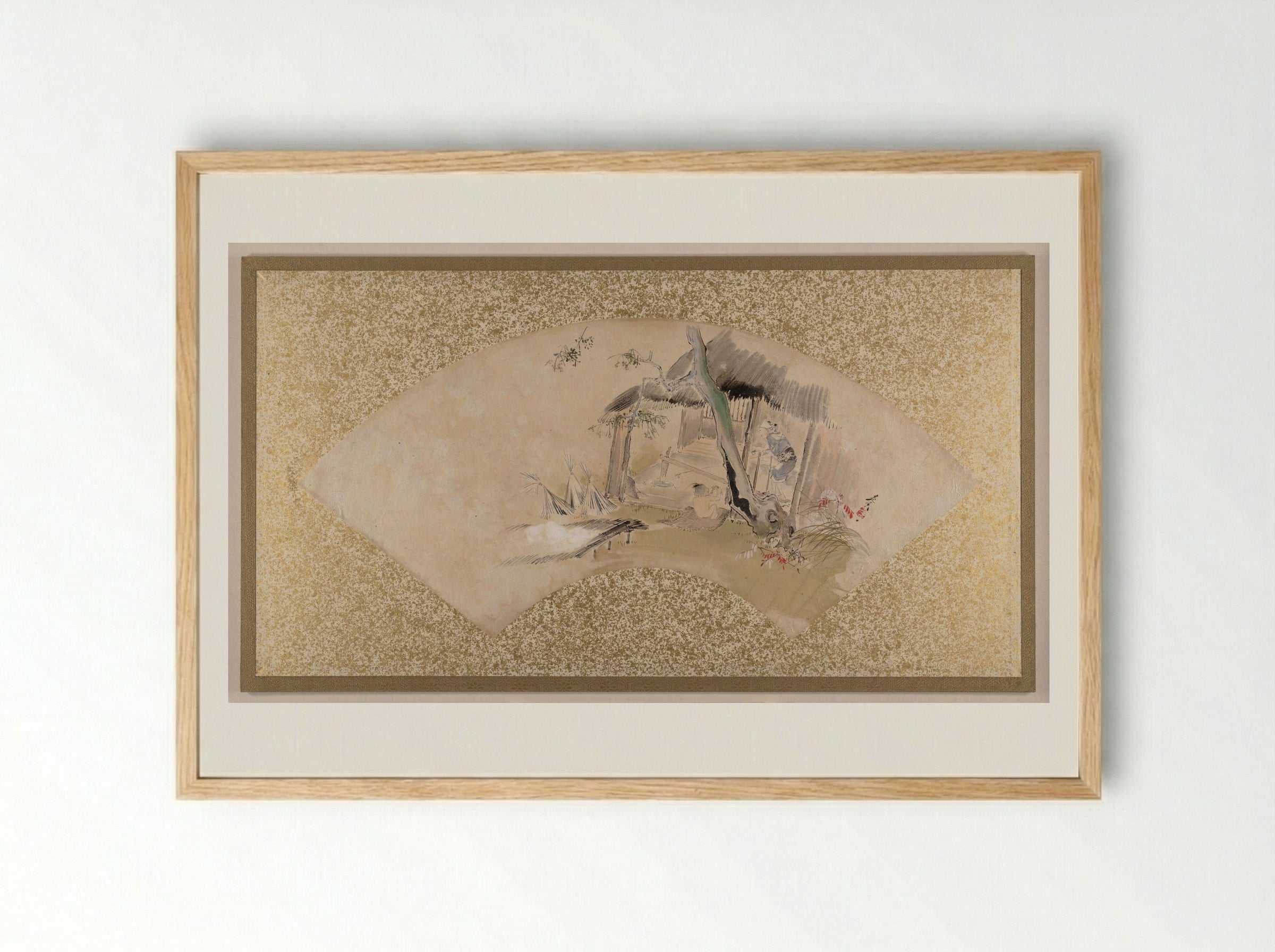 House with Woman and Baby - Shibata Zeshin - Framed Print Wood