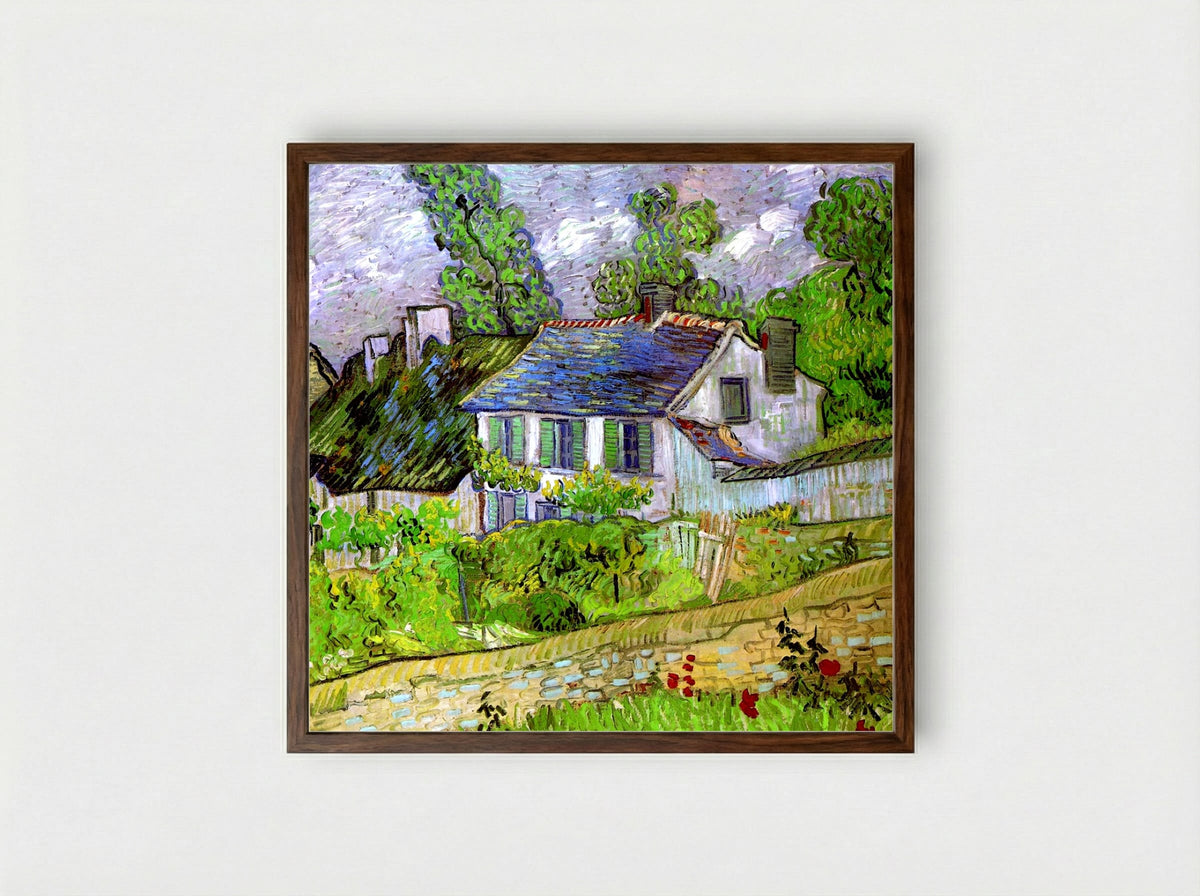 Houses in Auvers - Vincent van Gogh - Framed Print Dark Wood
