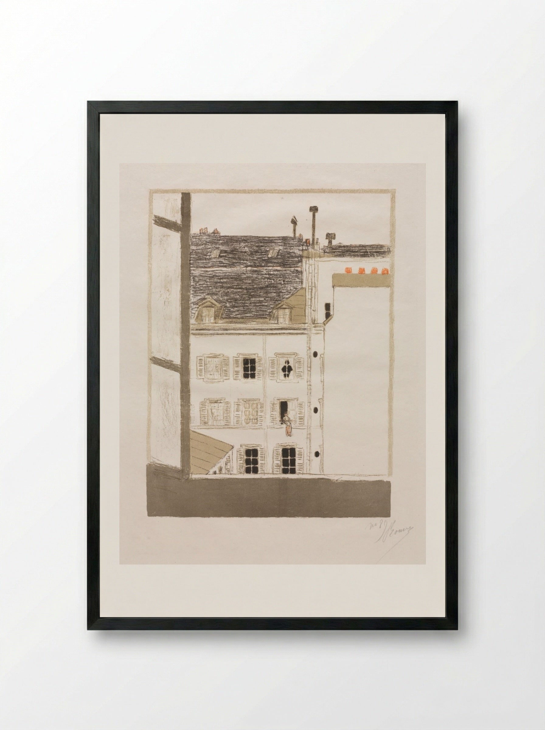 Houses in the Courtyard - Pierre Bonnard - Framed Print Black