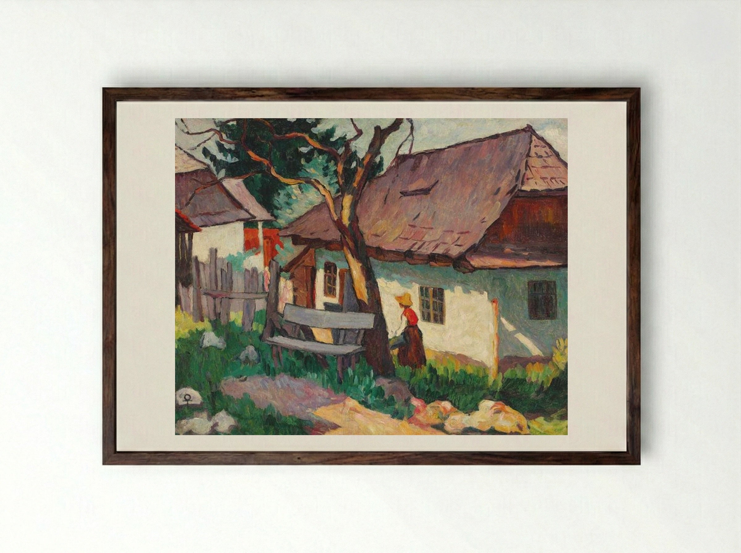 Houses in the Evening (Sun Effect) - Ion Theodorescu-Sion - Framed Print Dark Wood