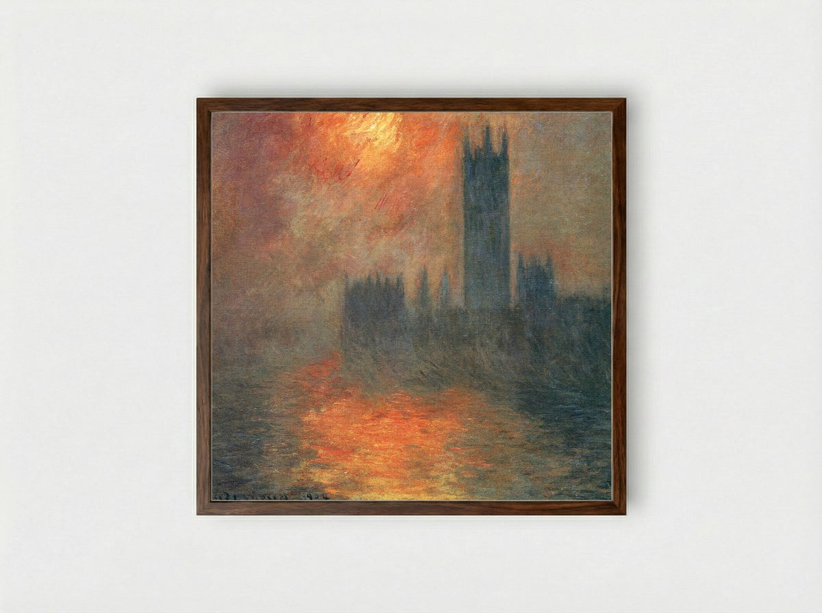 Houses of Parliament, Sunset - Claude Monet - Framed Print Dark Wood