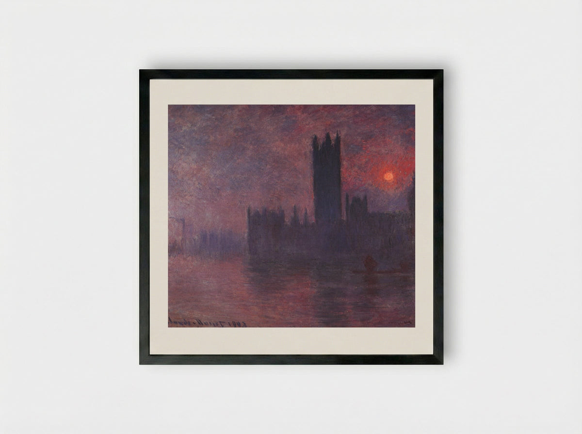 Houses of Parliament at Sunset - Claude Monet - Framed Print Black