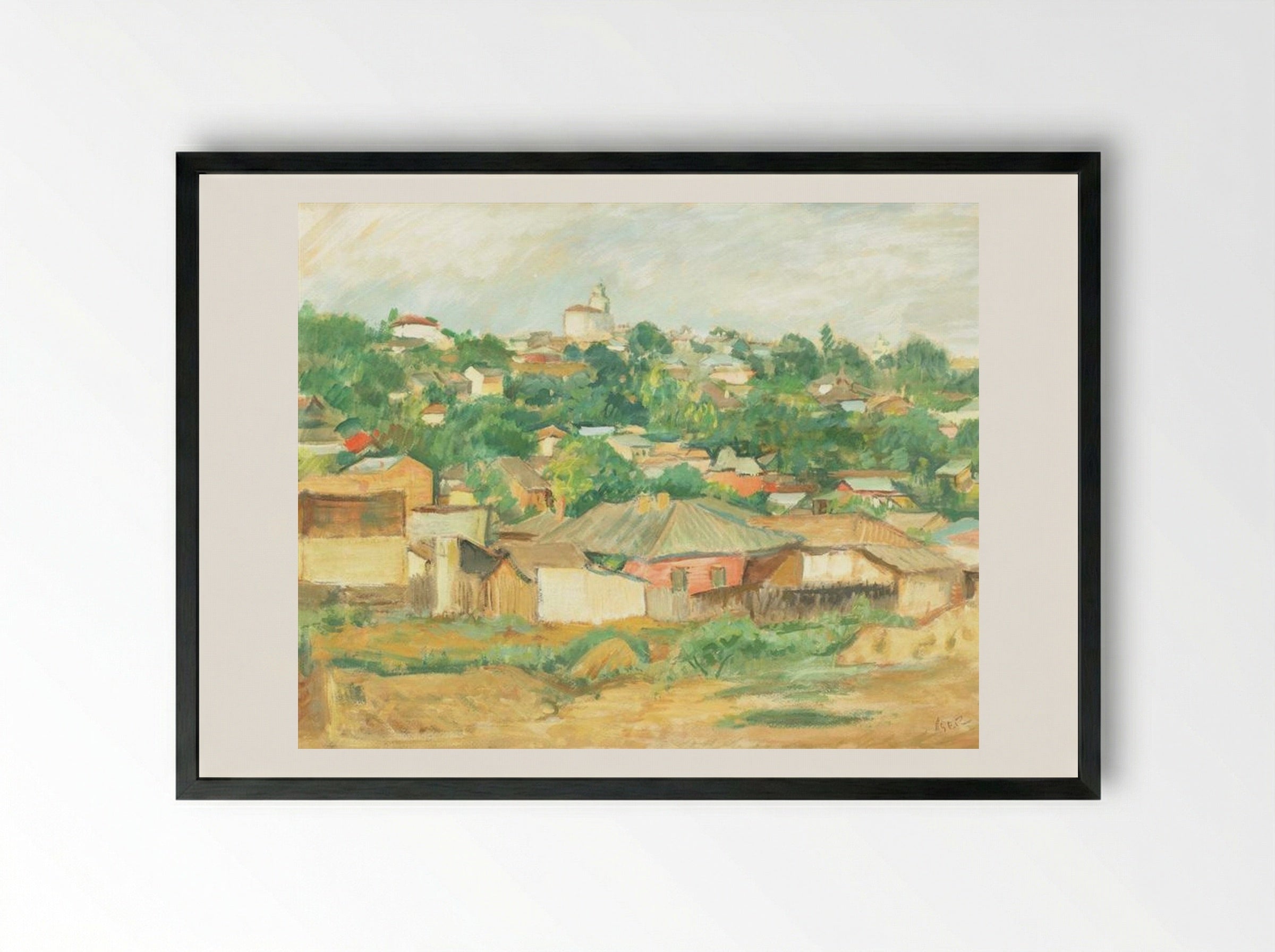 Houses on the Outskirts of Bucharest - Iosif Iser - Framed Print Black