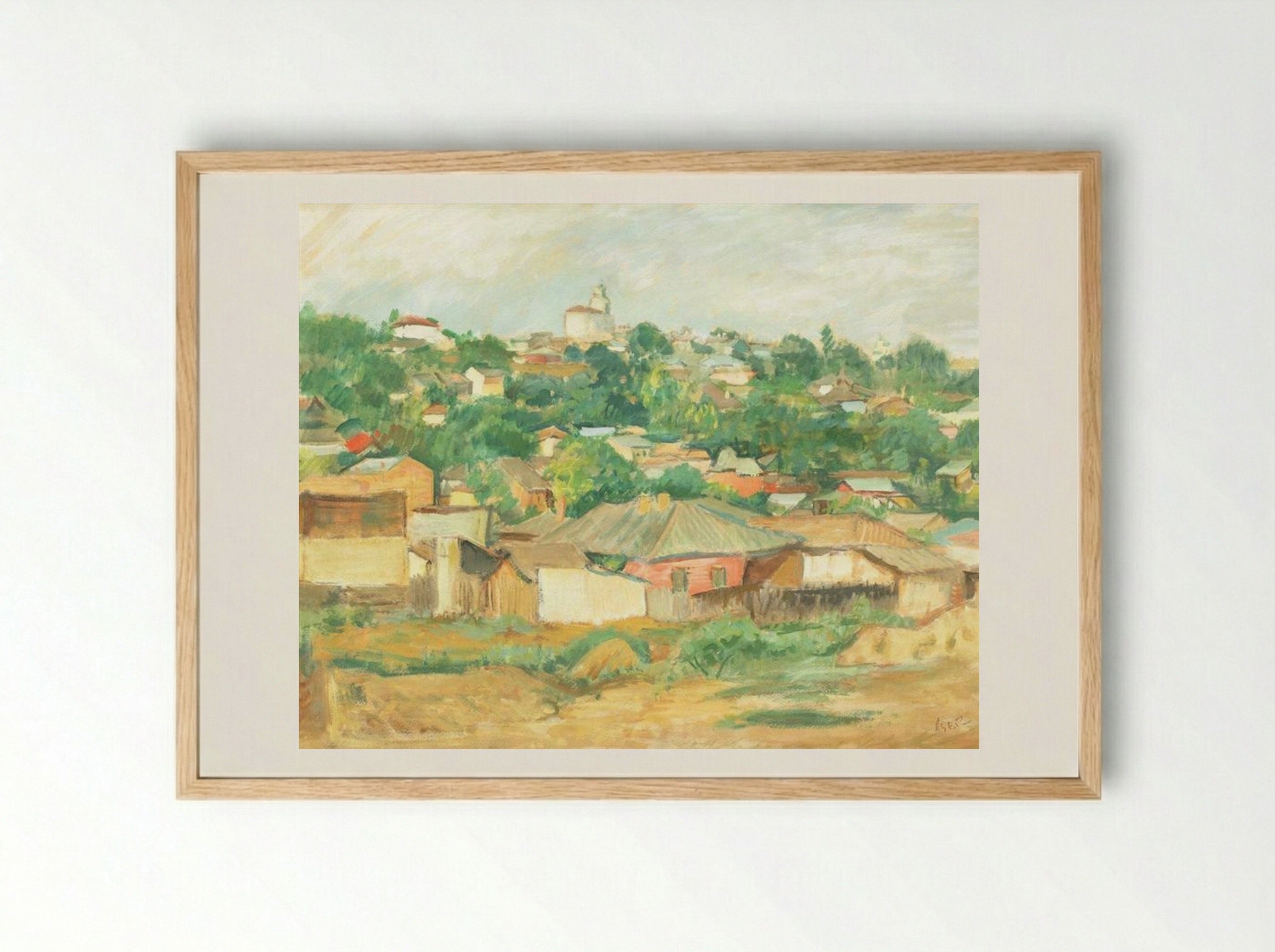 Houses on the Outskirts of Bucharest - Iosif Iser - Framed Print Wood