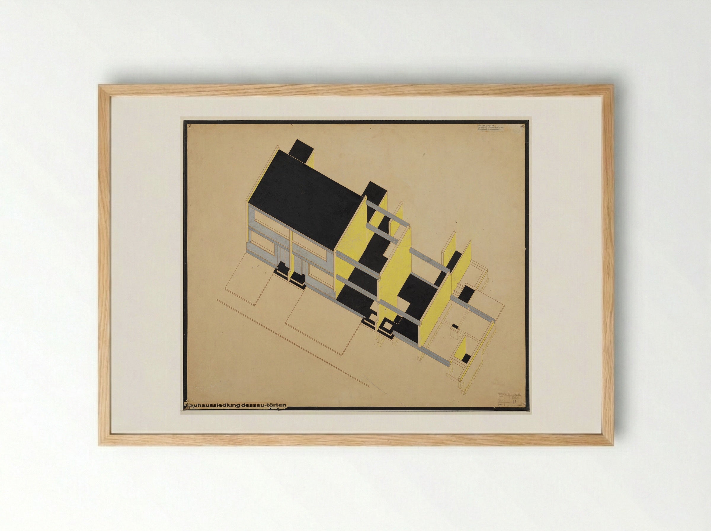 Housing Development, Dessau-Törten: Isometric Construction Scheme - Walter Gropius - Framed Print Wood