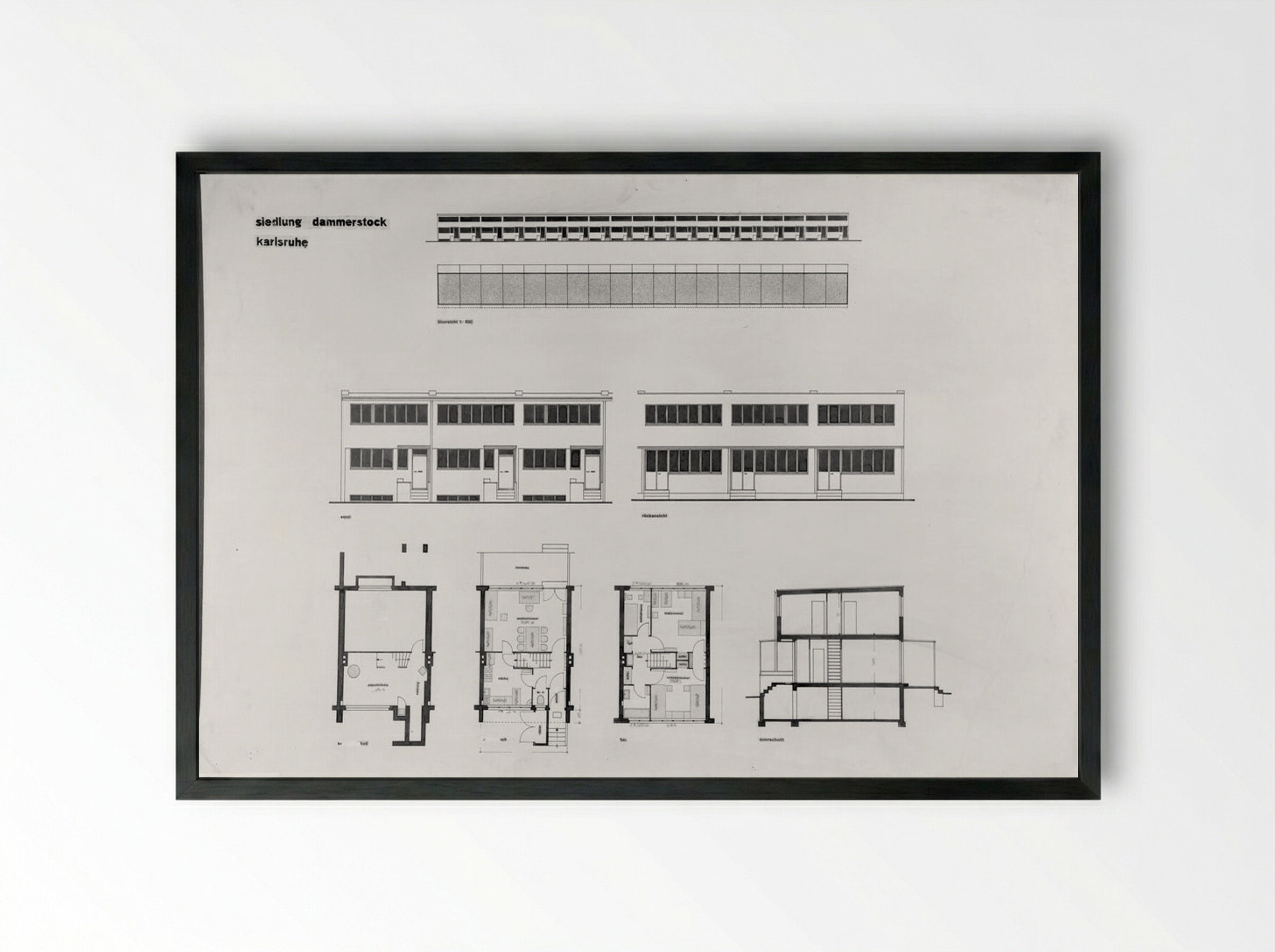 Housing Development, Karlsruhe-Dammerstock - Walter Gropius - Framed Print Black