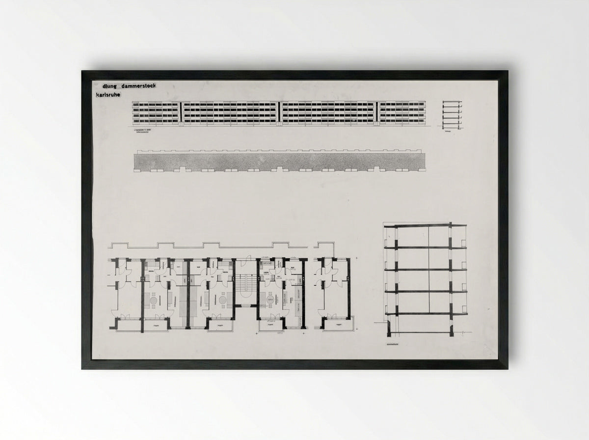 Housing Development, Karlsruhe-Dammerstock - Walter Gropius - Framed Print Black