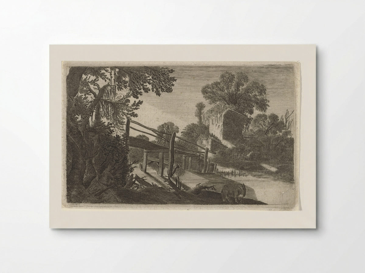 Houten brug bij een ruïne - Gillis van Scheyndel (I) - Poster
