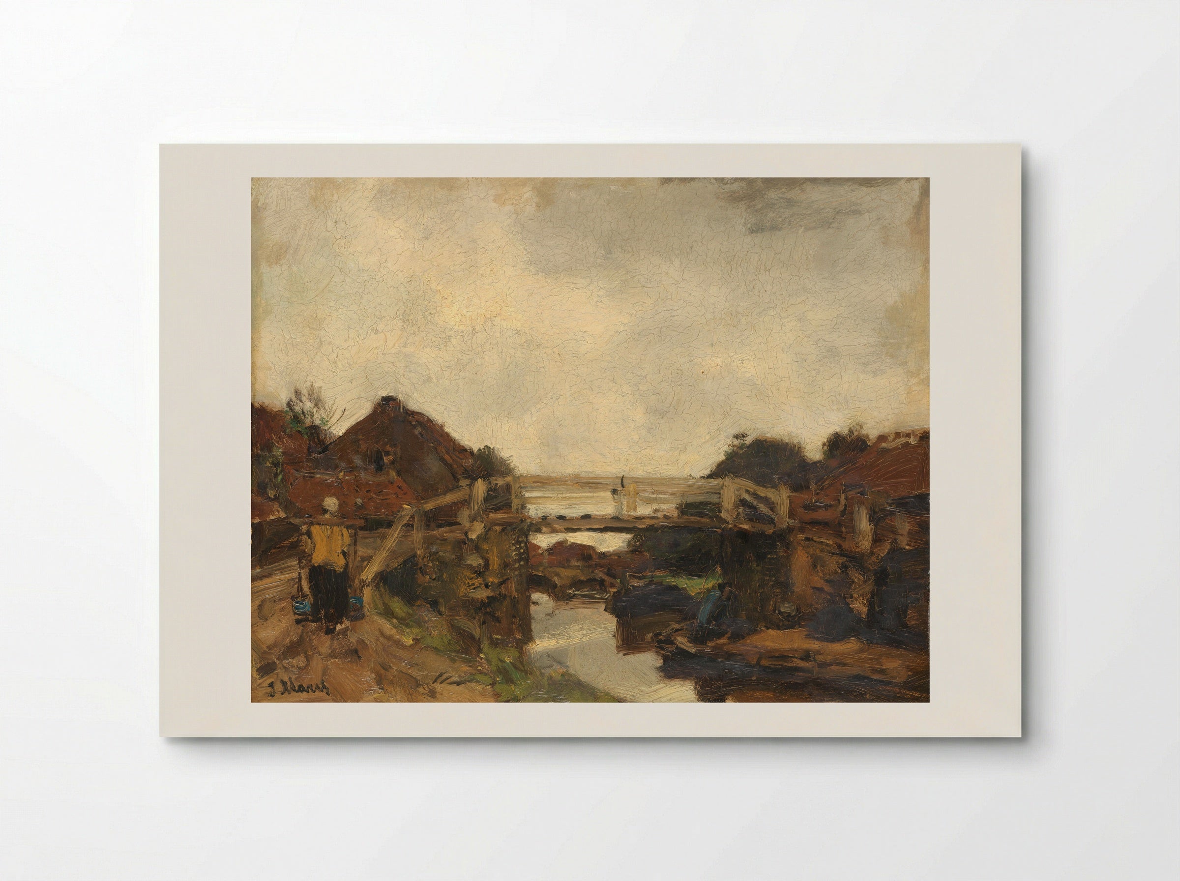 Houten brug over een vaart bij Rijswijk - Jacob Maris - Poster