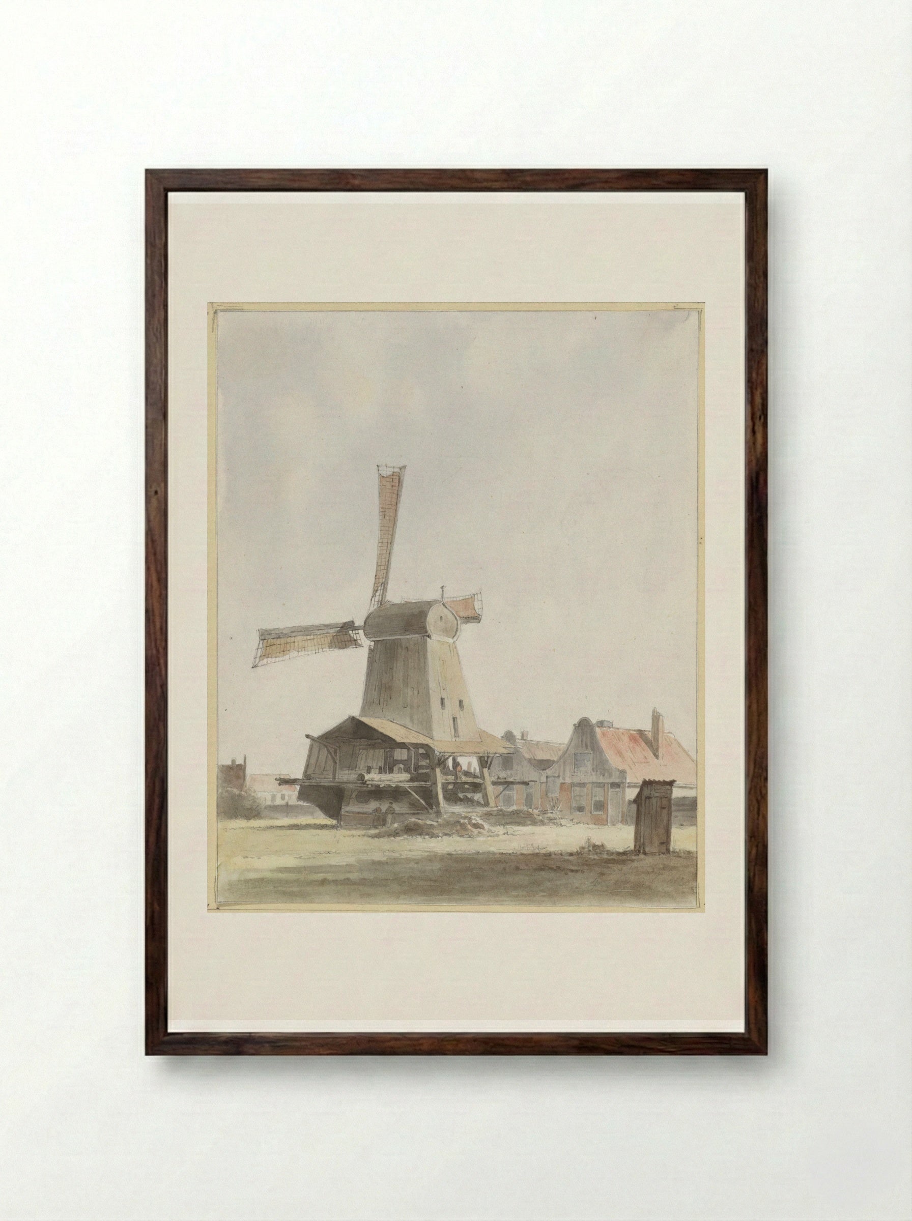 Houtzaagmolen - Hendrik Abraham Klinkhamer - Framed Print Dark Wood
