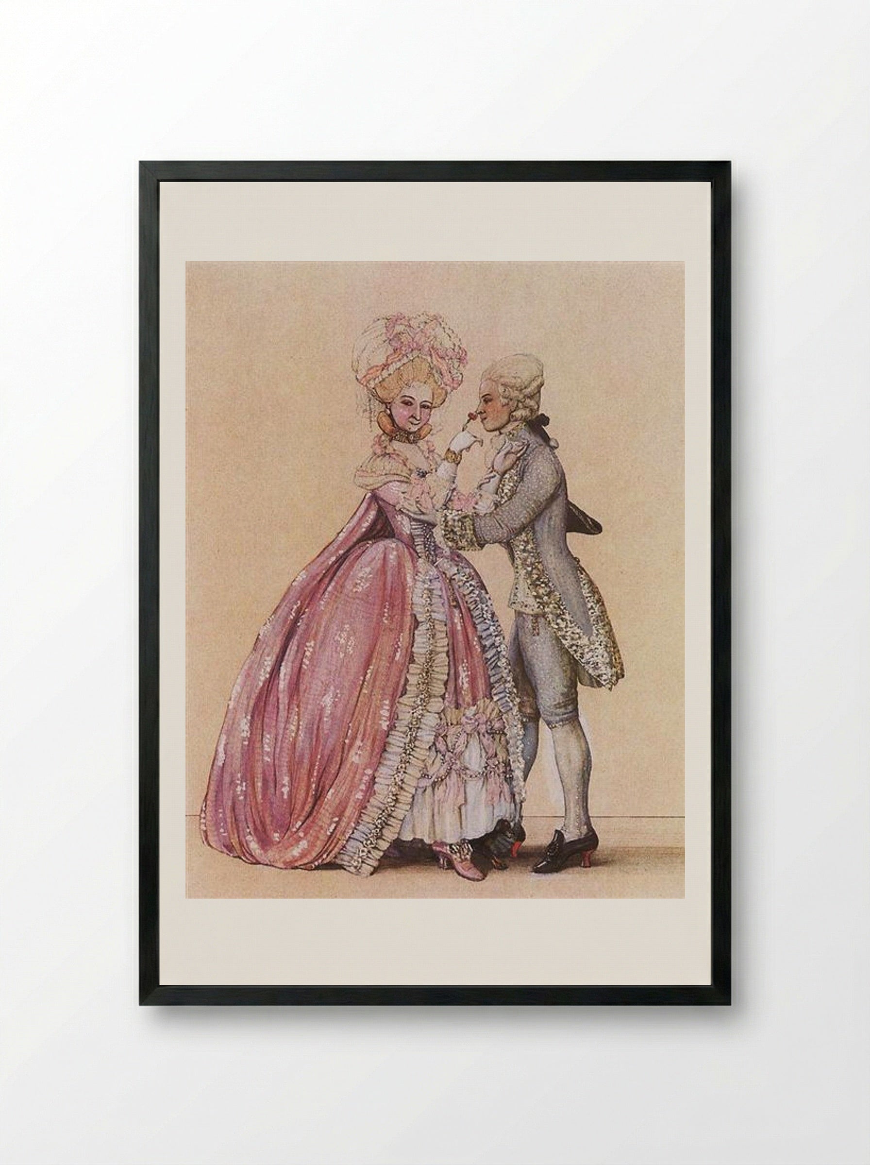 How Dressed in the Old Days (Lady and Cavalier) - Konstantin Somov - Framed Print Black