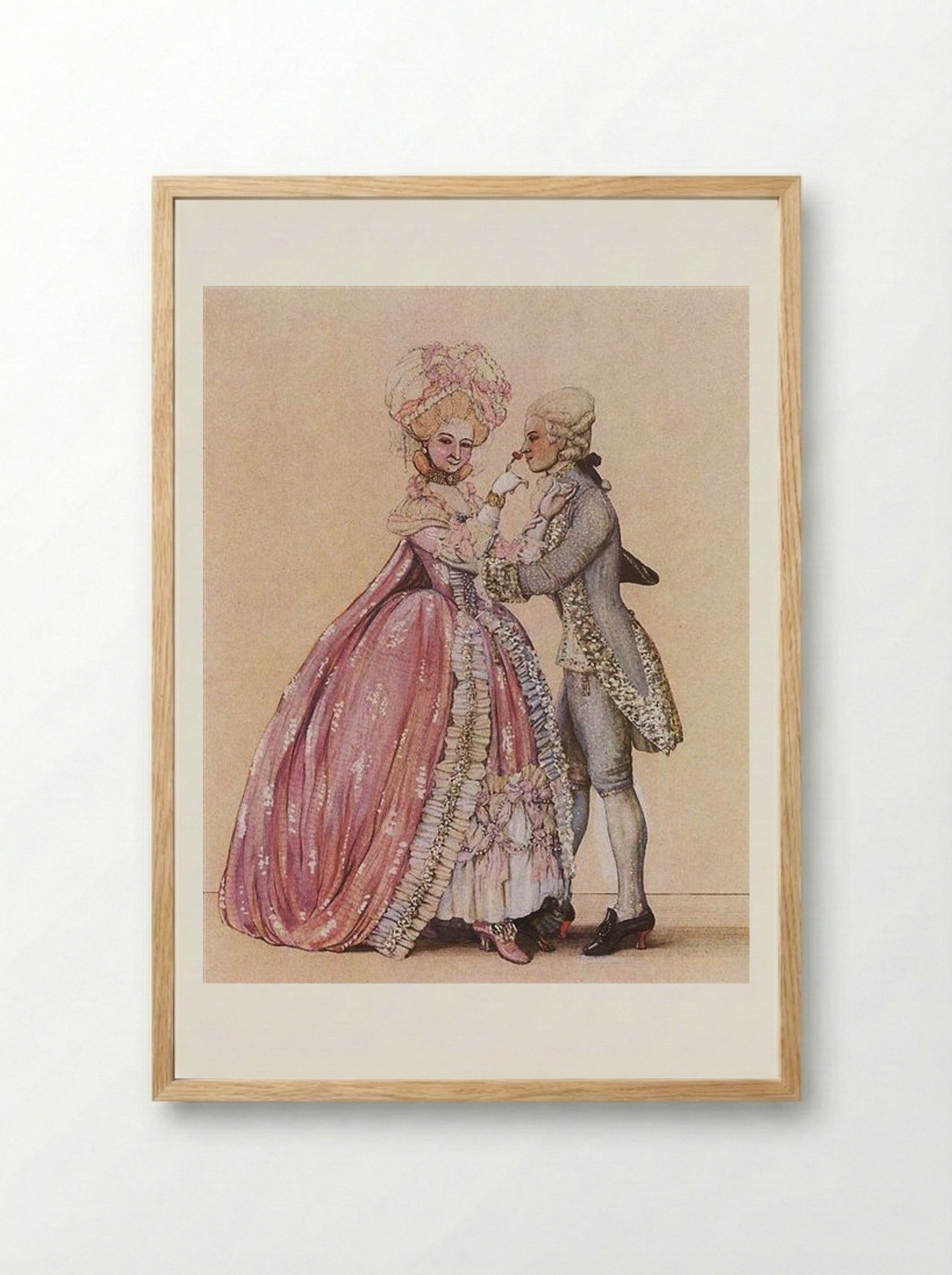 How Dressed in the Old Days (Lady and Cavalier) - Konstantin Somov - Framed Print Wood