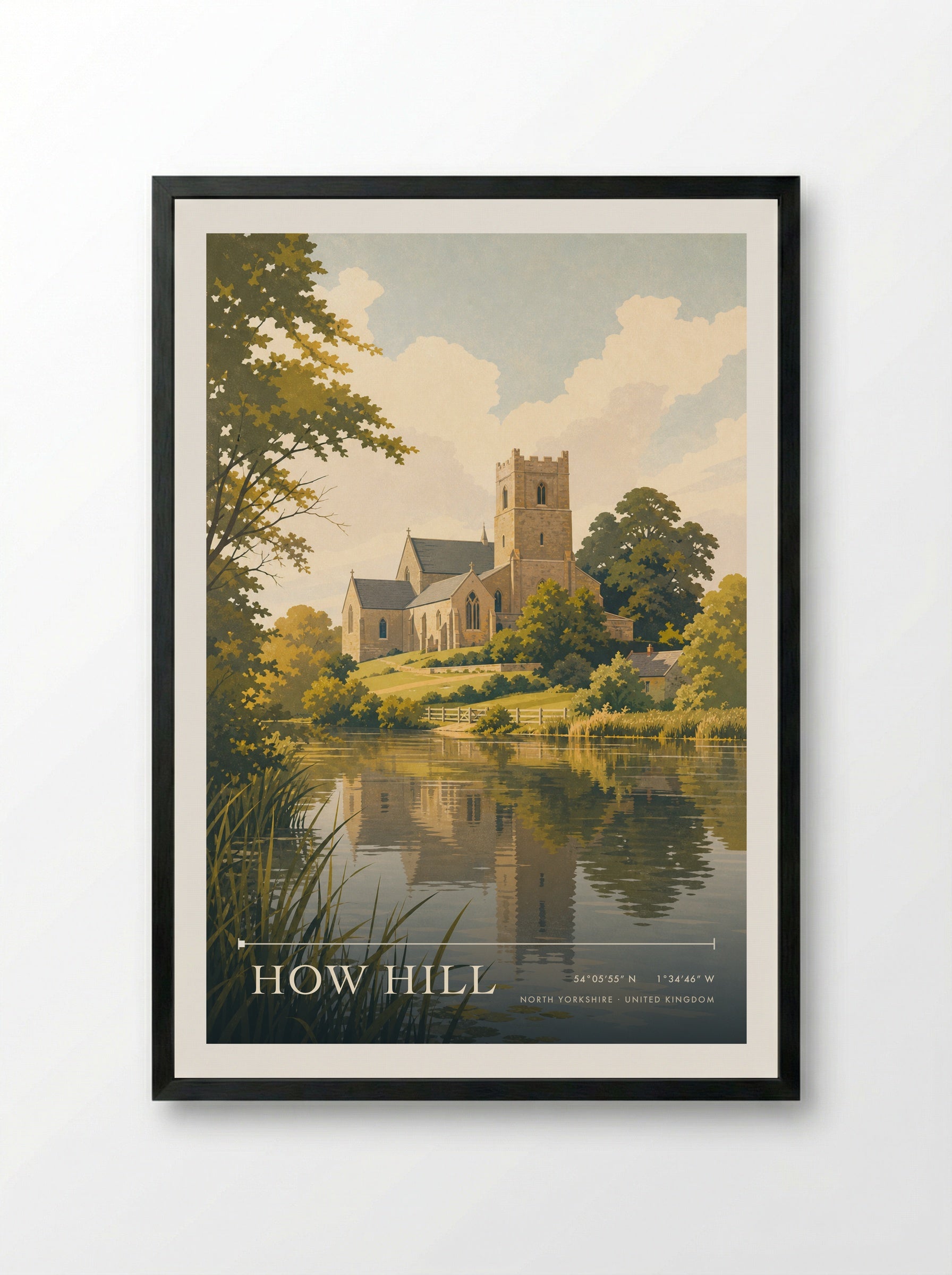 How Hill North Yorkshire United Kingdom Travel Poster - Framed Print Black