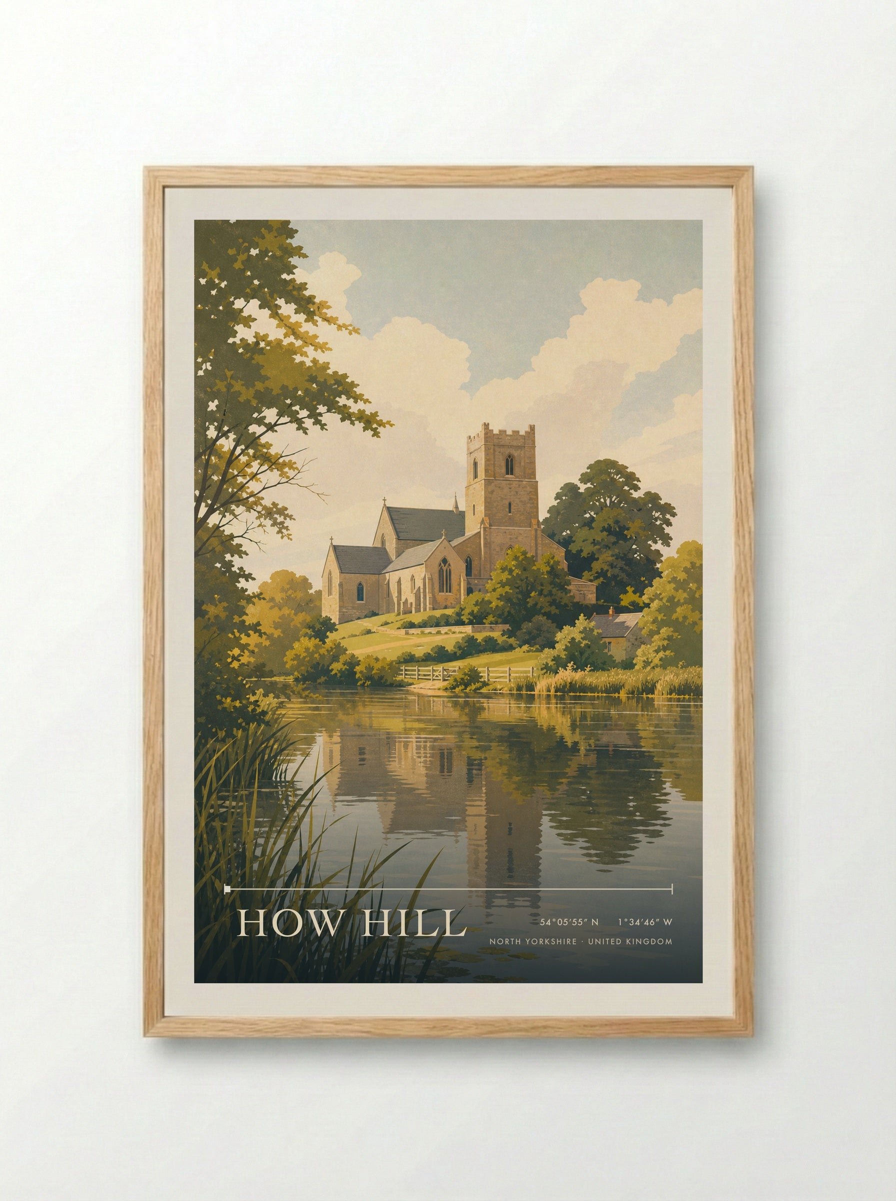 How Hill North Yorkshire United Kingdom Travel Poster - Framed Print Wood