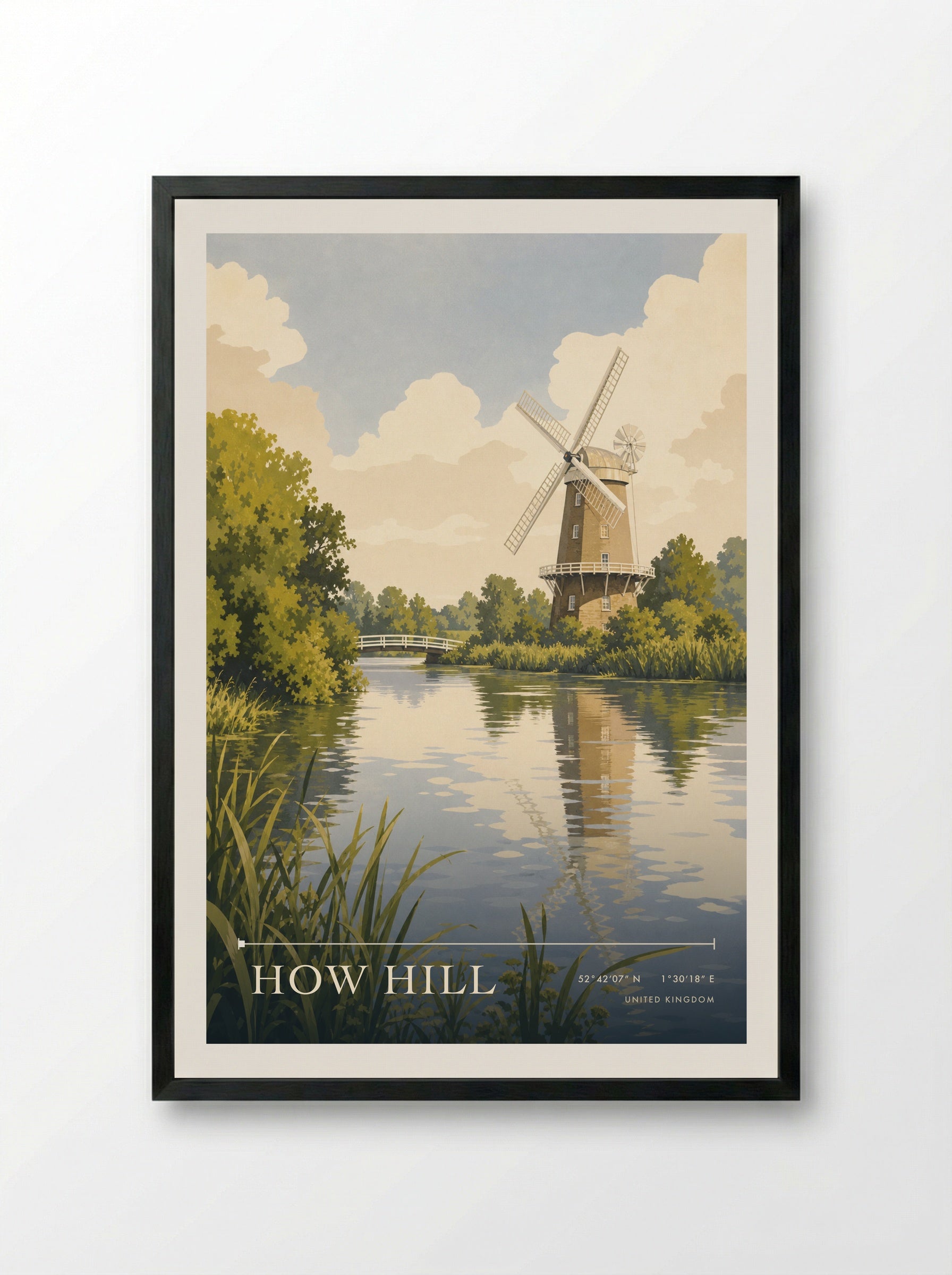 How Hill United Kingdom Travel Poster - Framed Print Black