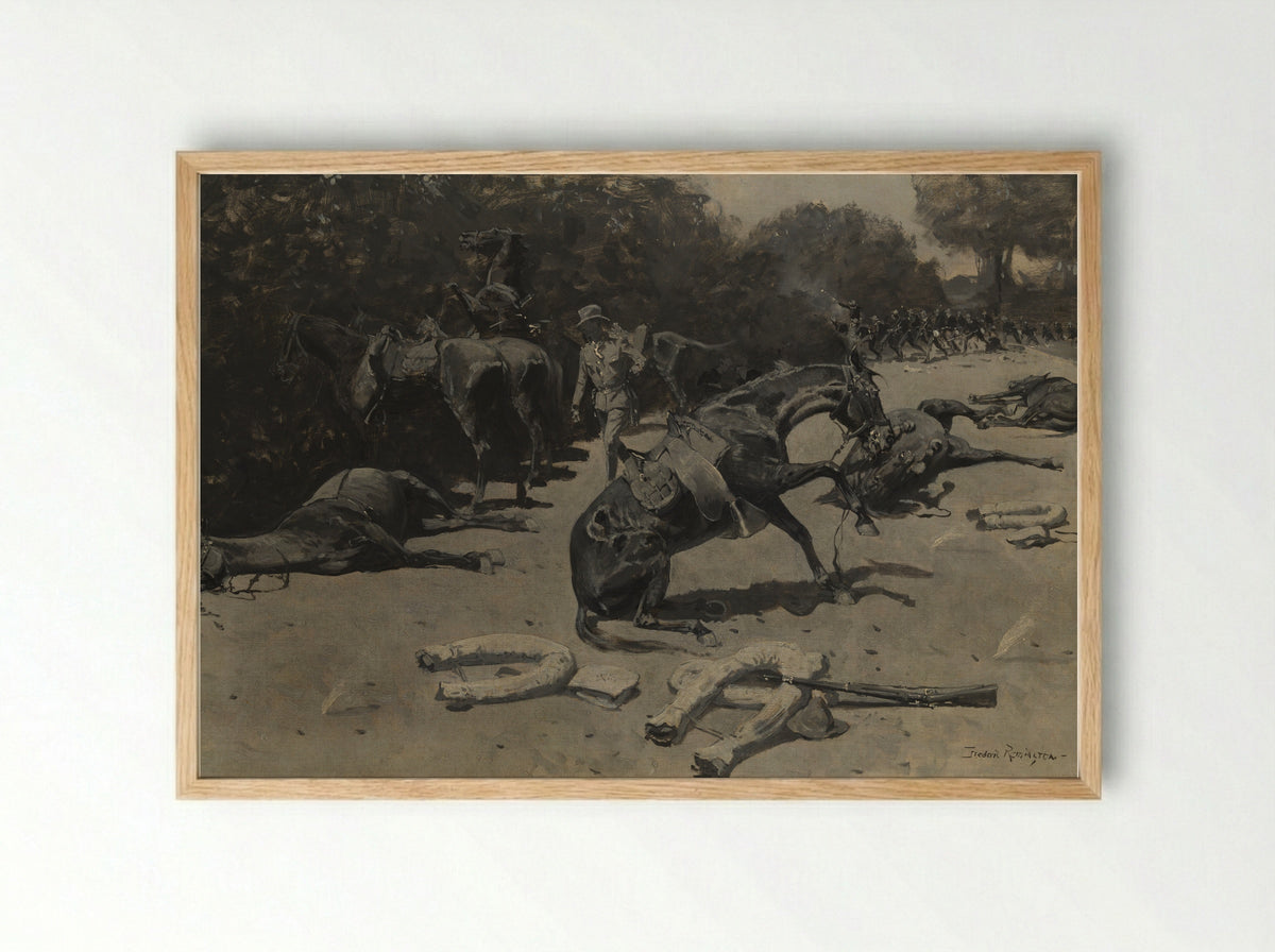 How the Horses Died for Their Country at Santiago - Frederic Remington - Framed Print Wood