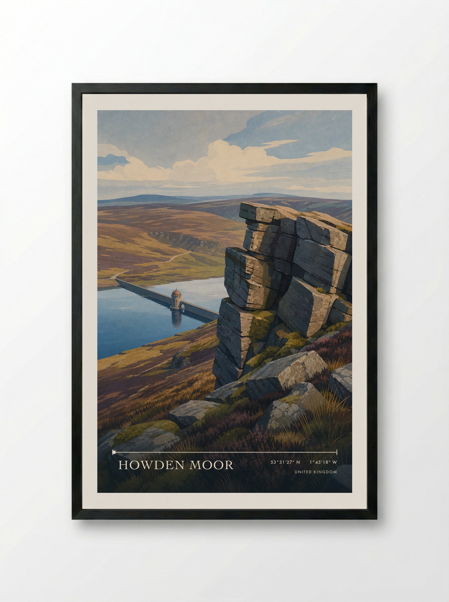 Howden Moor United Kingdom Travel Poster - Framed Print Black