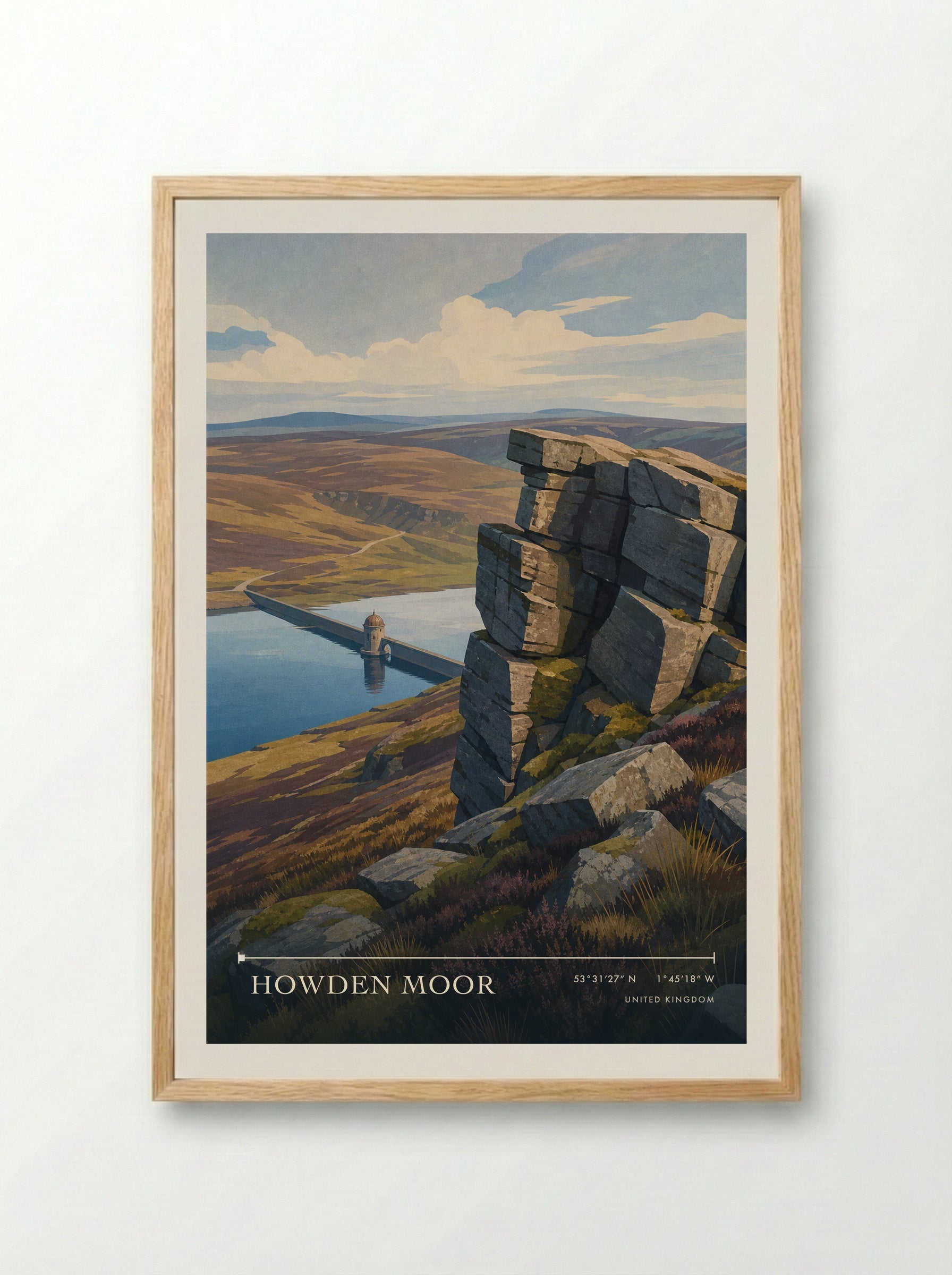 Howden Moor United Kingdom Travel Poster - Framed Print Wood