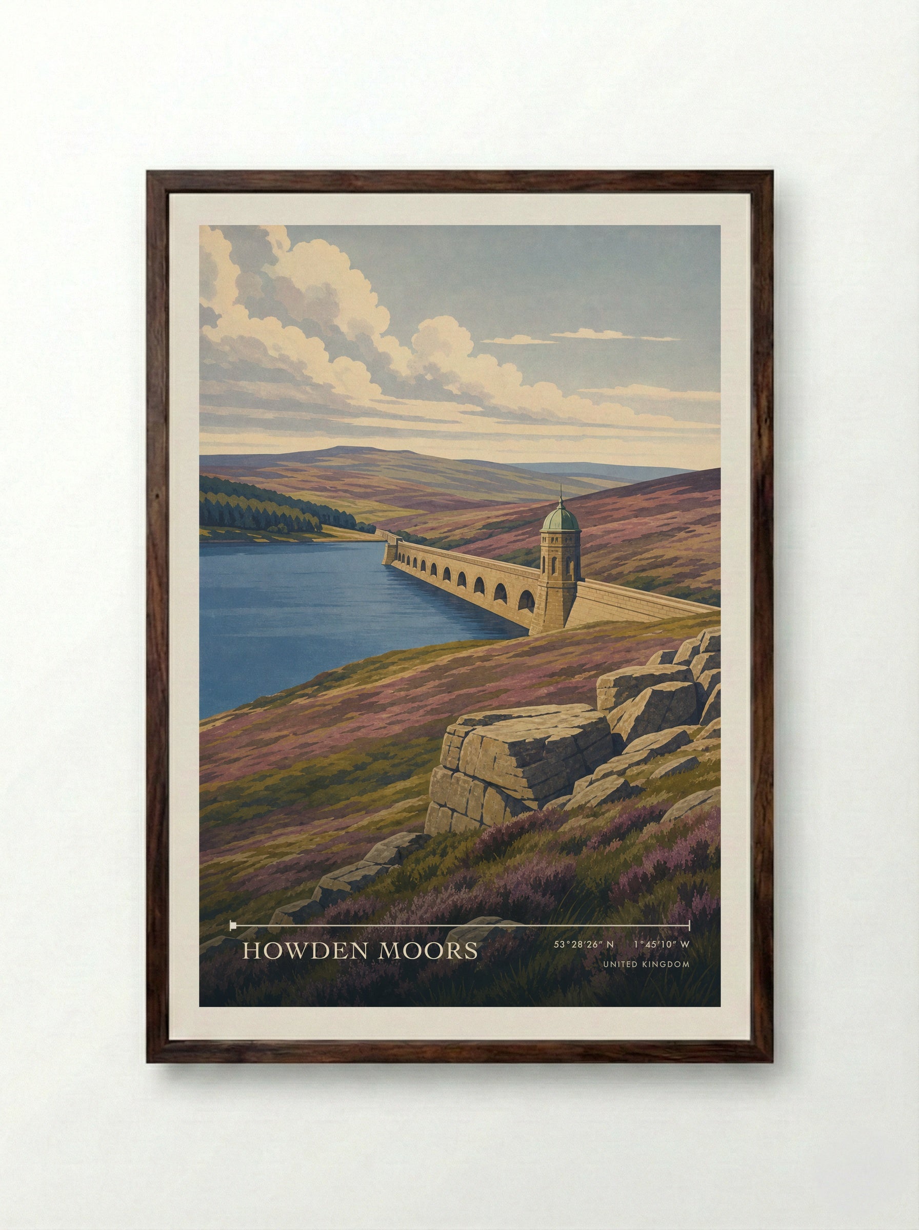 Howden Moors United Kingdom Travel Poster - Framed Print Dark Wood