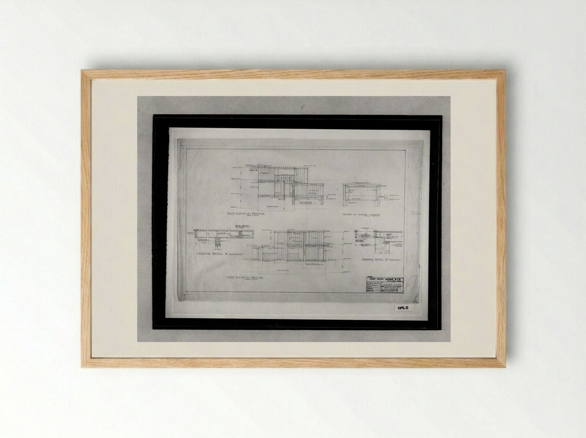 Howlett Residence Elevation Framing - Walter Gropius - Framed Print Wood