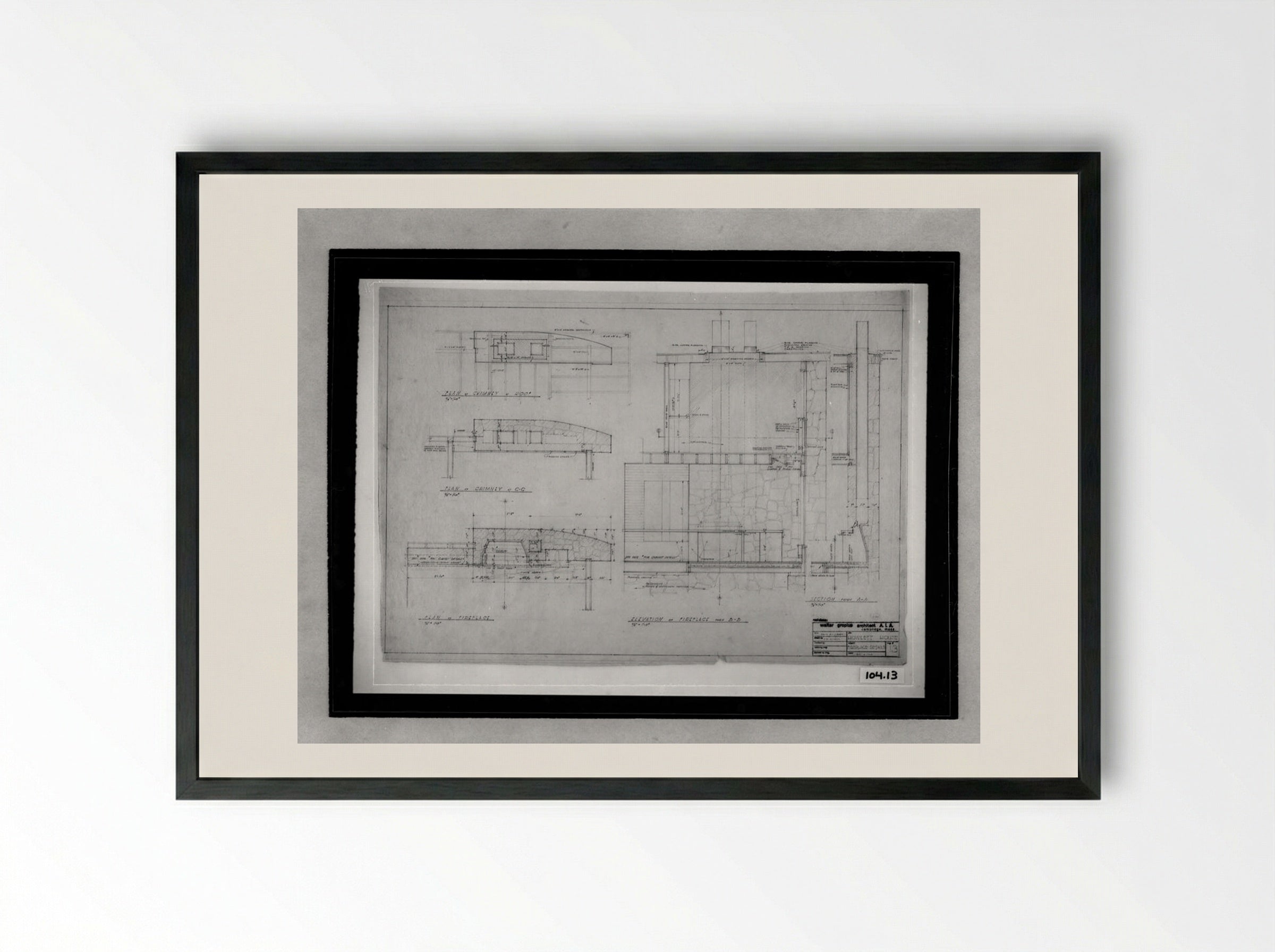 Howlett Residence Fireplace Details - Walter Gropius - Framed Print Black