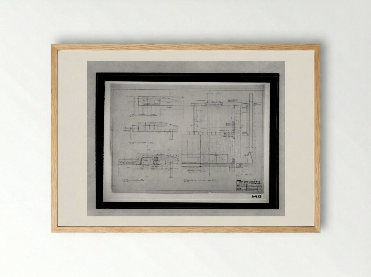 Howlett Residence Fireplace Details - Walter Gropius - Framed Print Wood