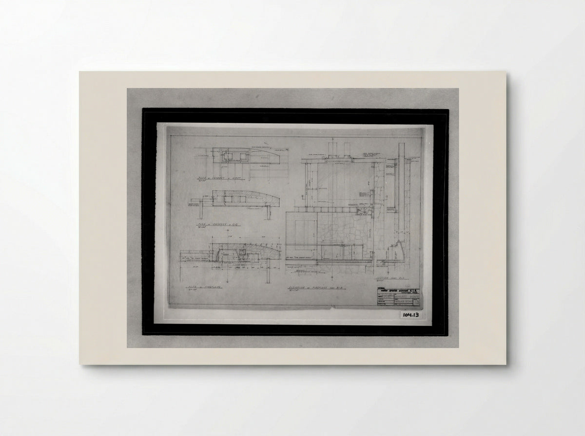 Howlett Residence Fireplace Details - Walter Gropius - Poster