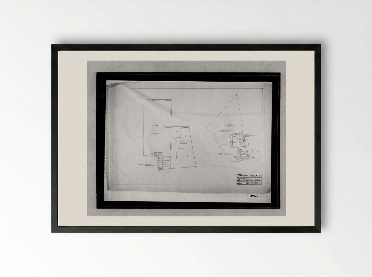 Howlett Residence Roof and Plot Plan - Walter Gropius - Framed Print Black