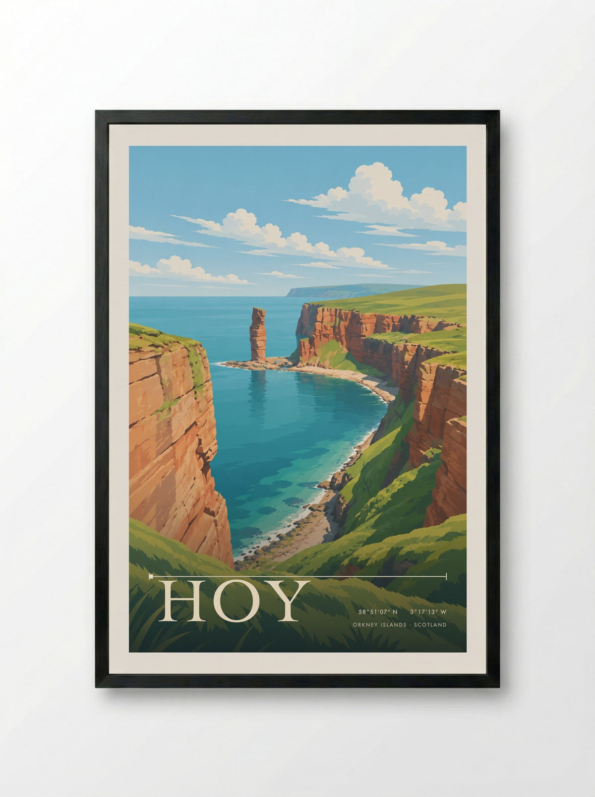 Hoy, Orkney Islands | Travel Poster - Framed Print Black