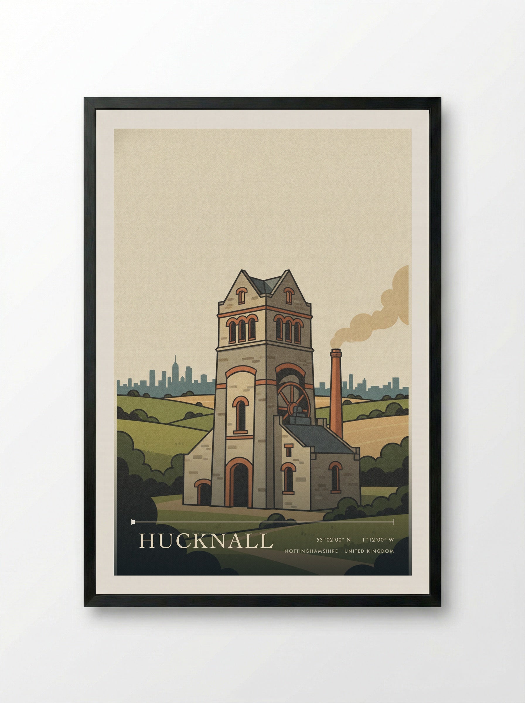 Hucknall Nottinghamshire United Kingdom Travel Poster - Framed Print Black