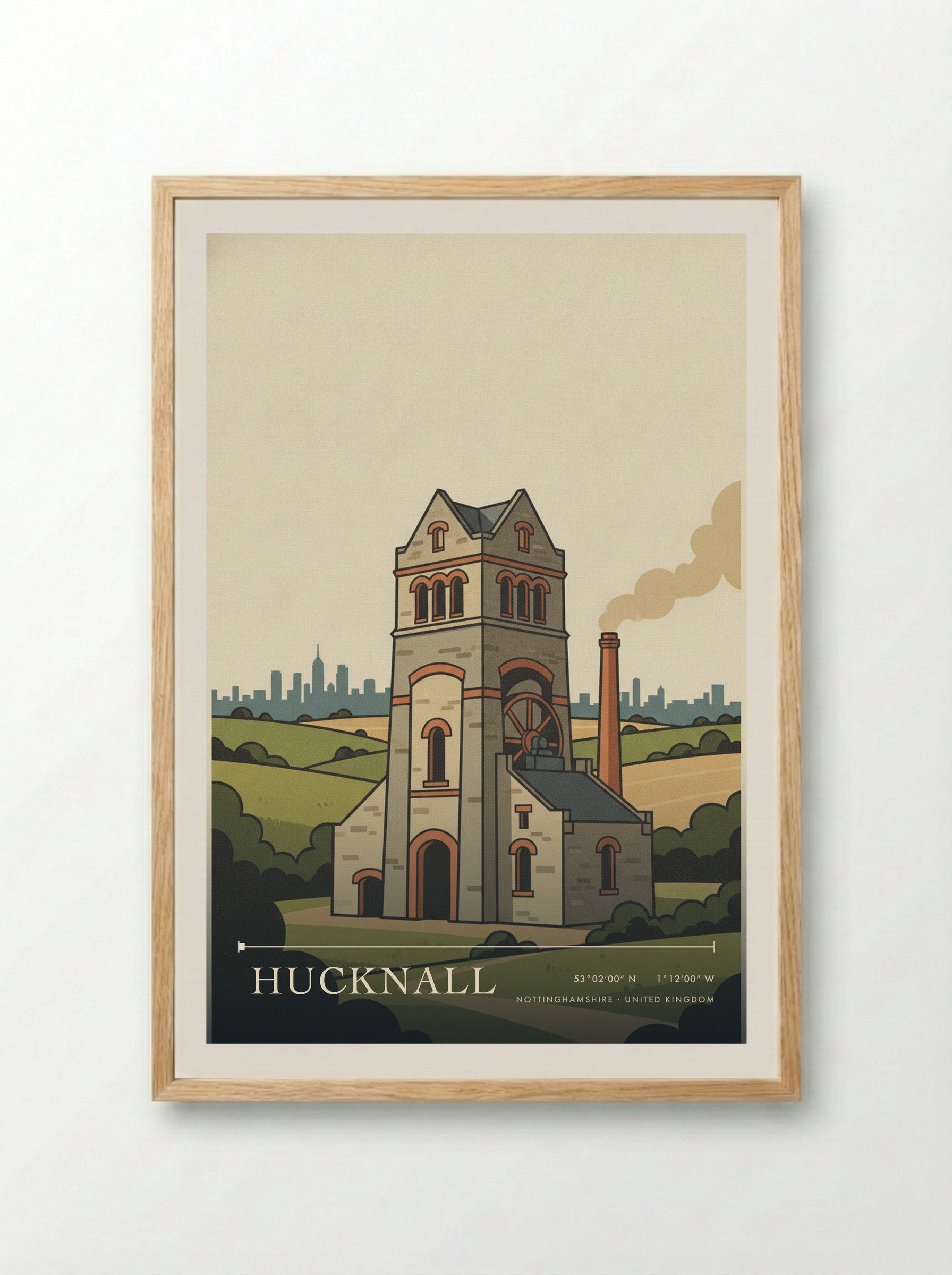 Hucknall Nottinghamshire United Kingdom Travel Poster - Framed Print Wood