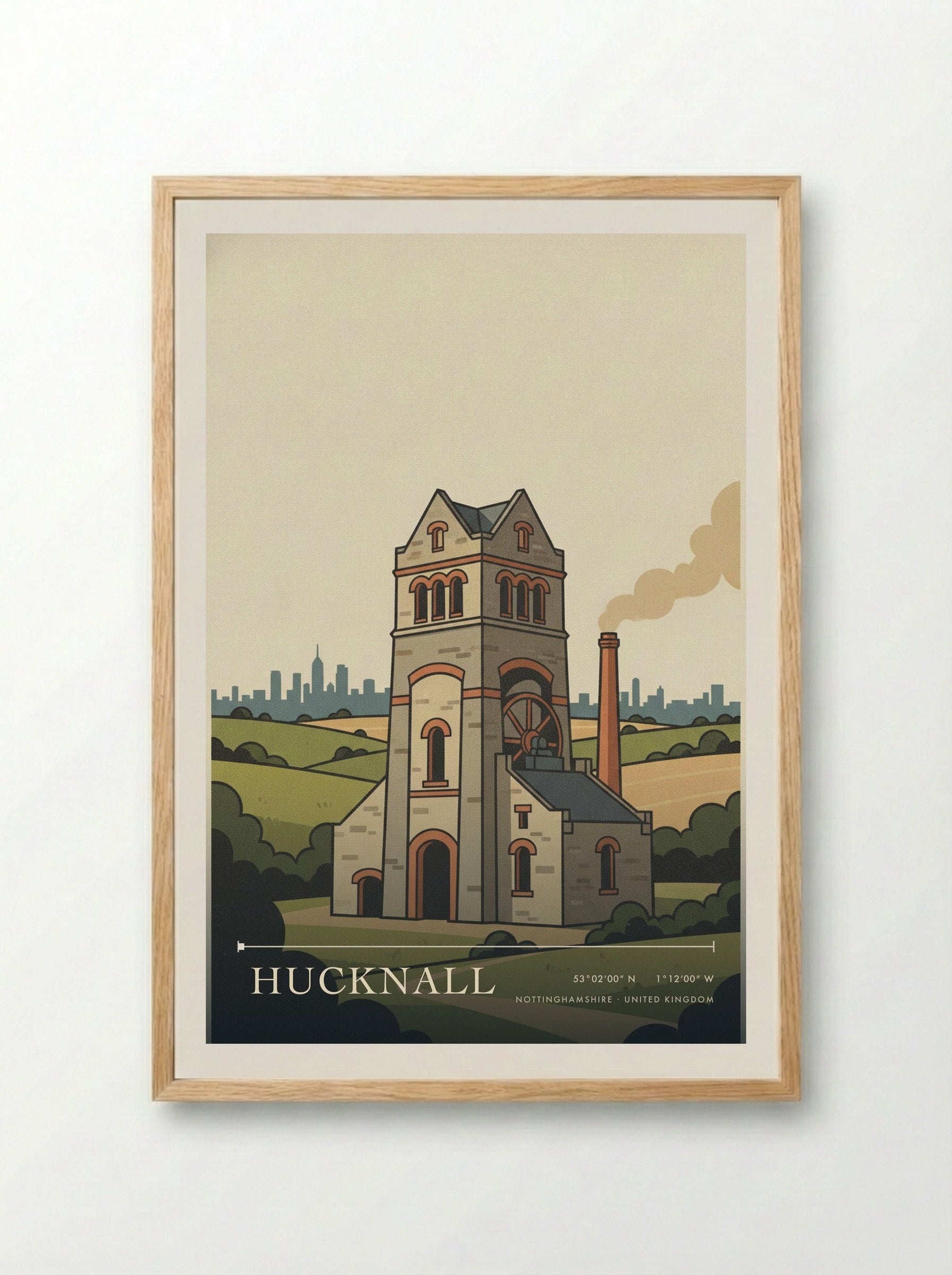 Hucknall Nottinghamshire United Kingdom Travel Poster - Framed Print Wood