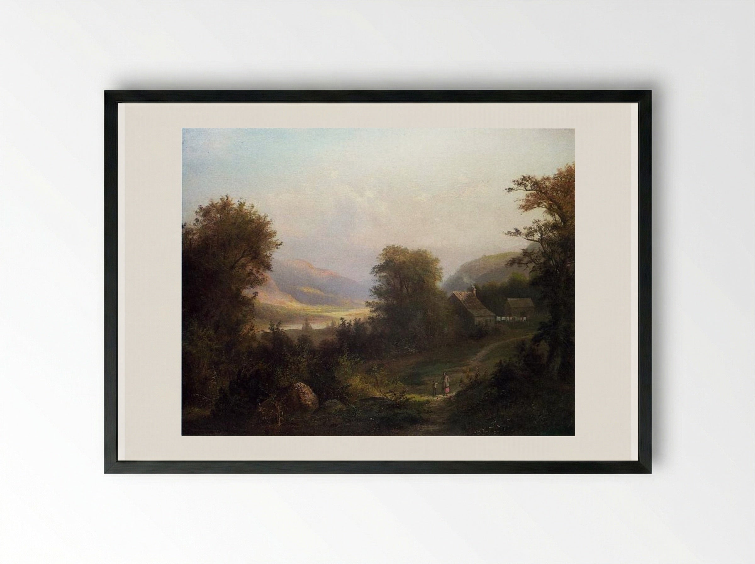 Hudson River Scene - David Johnson - Framed Print Black