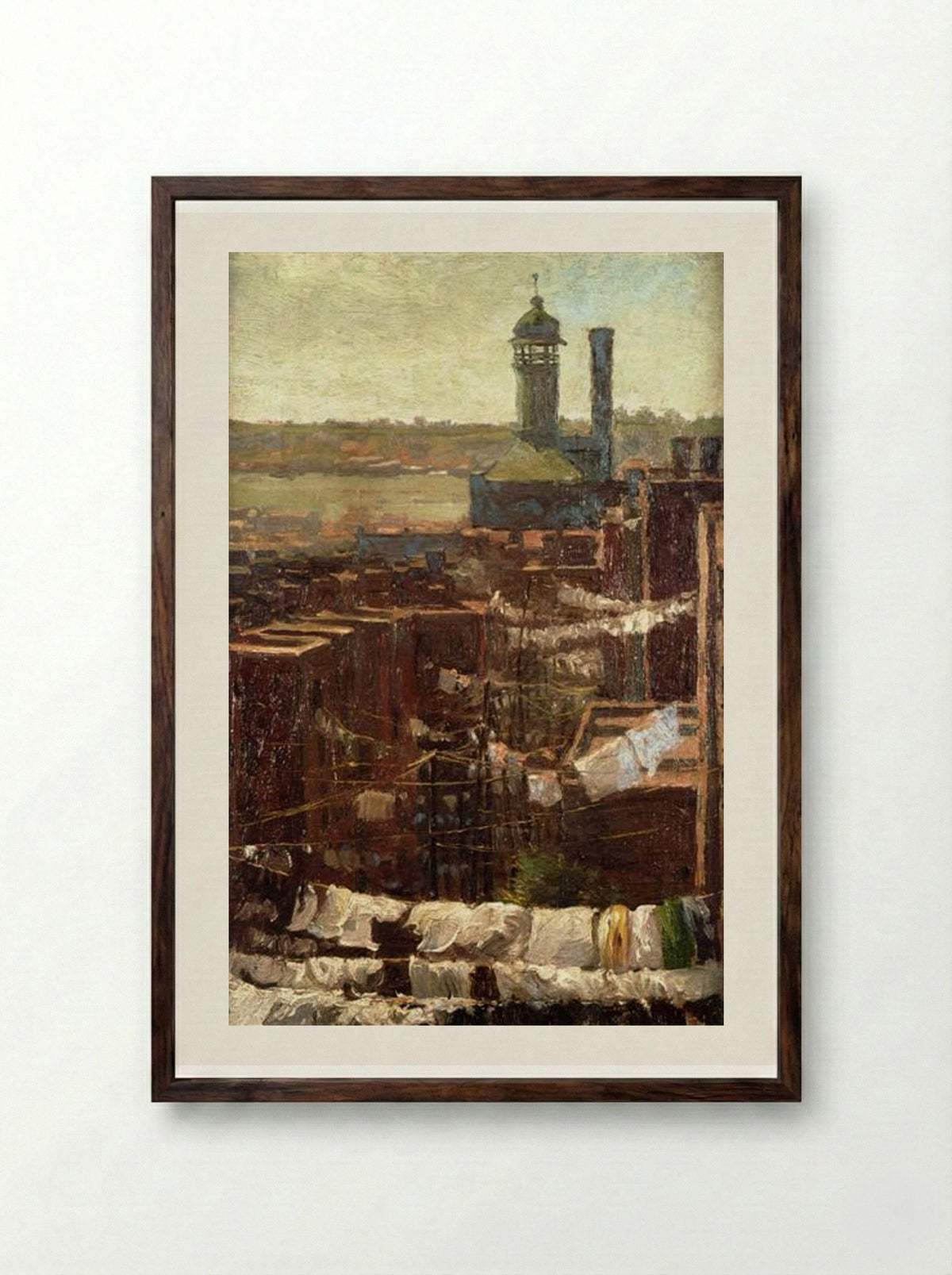 Hudson River View - Robert Julian Onderdonk - Framed Print Dark Wood