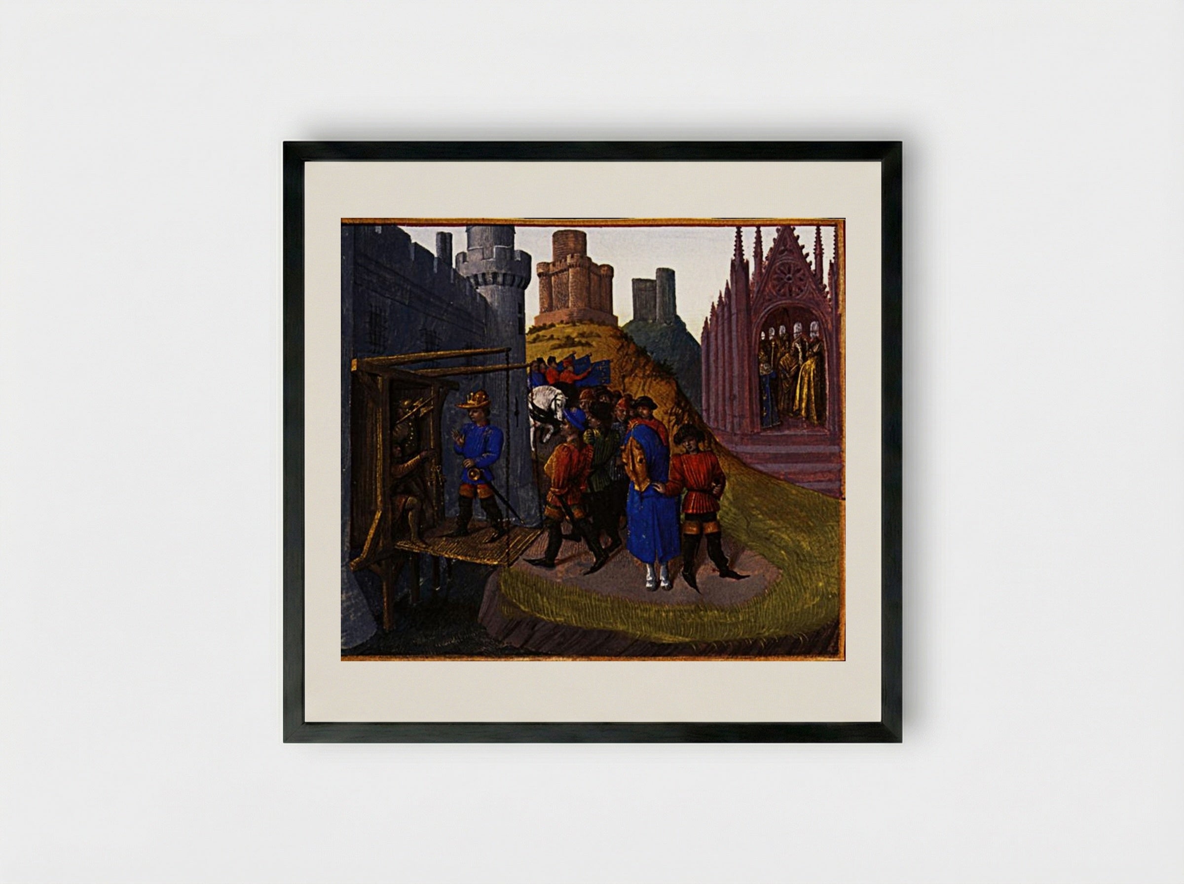 Hugh Capet Seized the Fortresses of Artois - Jean Fouquet - Framed Print Black