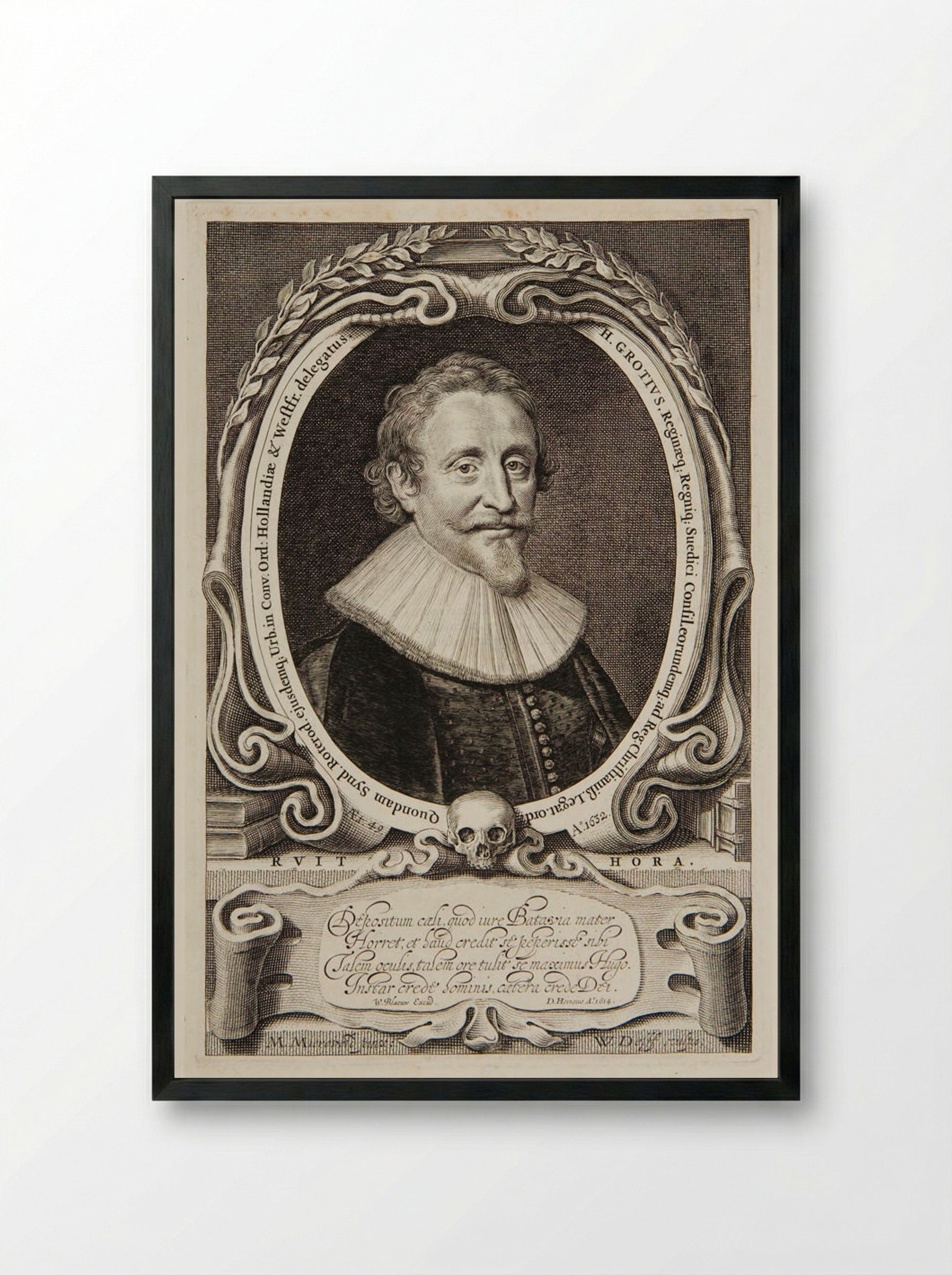 Hugo Grotius - Willem Jacobszoon Delff - Framed Print Black