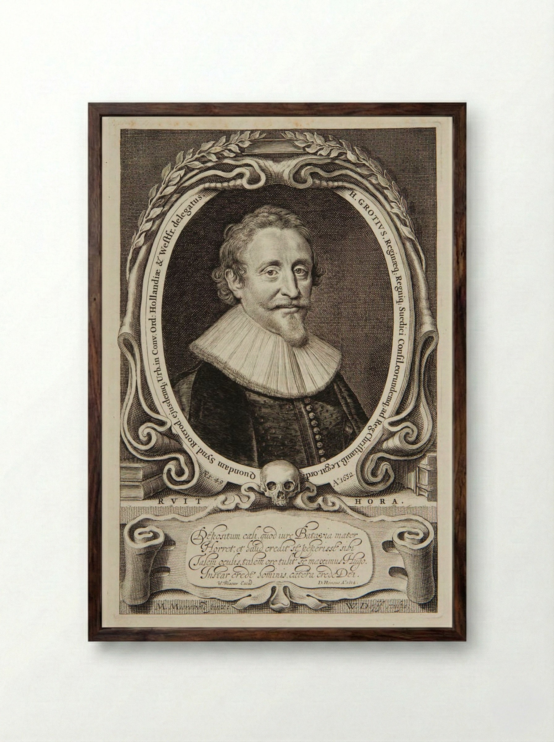 Hugo Grotius - Willem Jacobszoon Delff - Framed Print Dark Wood