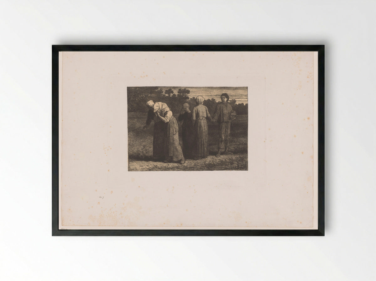 Huilende vrouwen nemen afscheid van een man - Auguste Danse - Framed Print Black