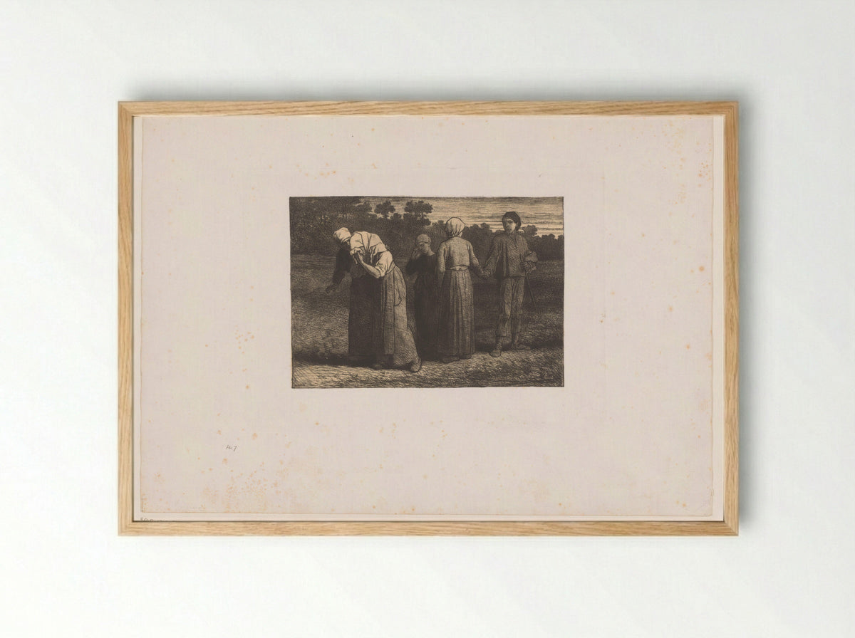Huilende vrouwen nemen afscheid van een man - Auguste Danse - Framed Print Wood