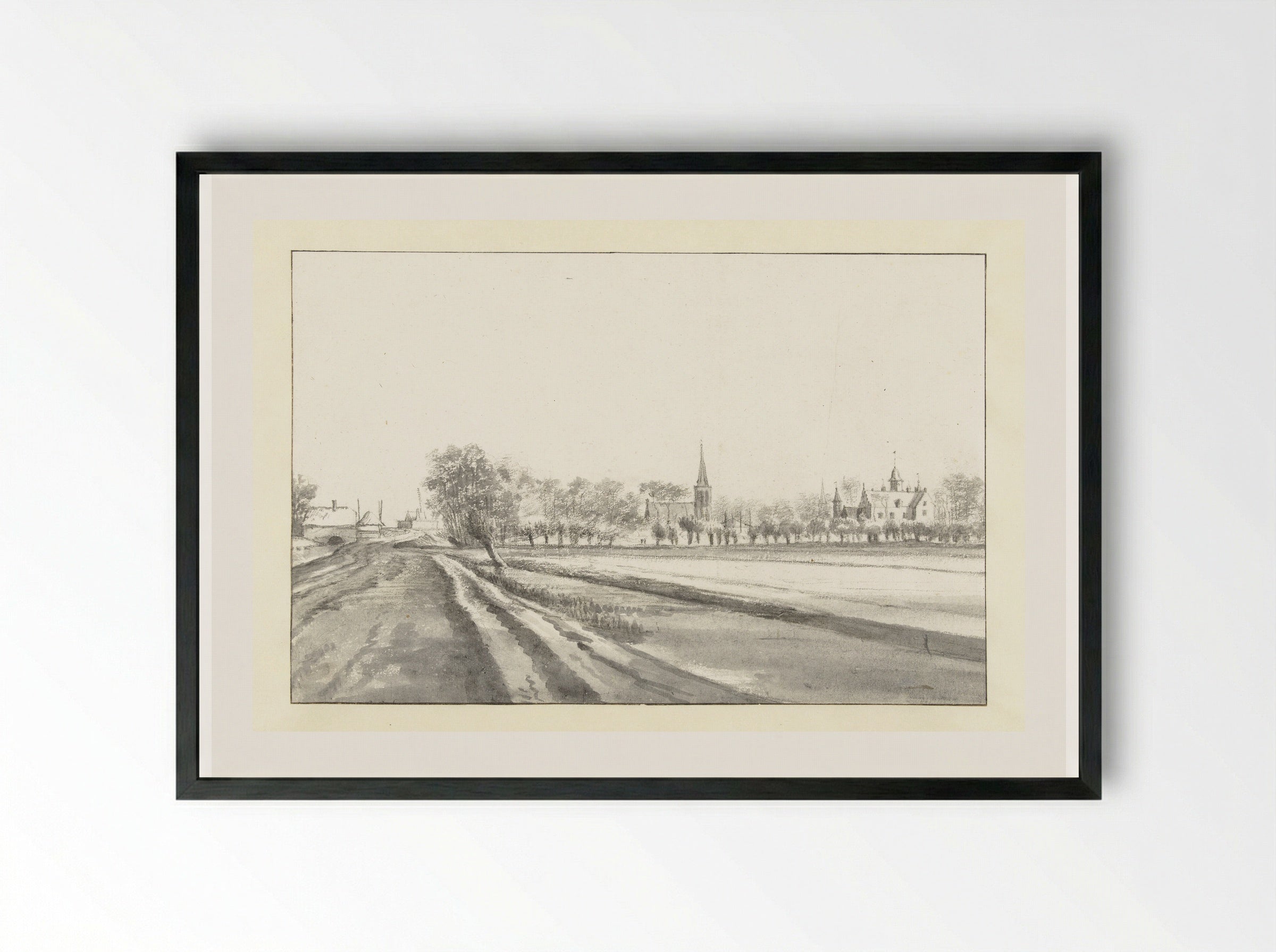 Huis Oosterwijk bij Heukelum van een afstand - Roelant Roghman - Framed Print Black