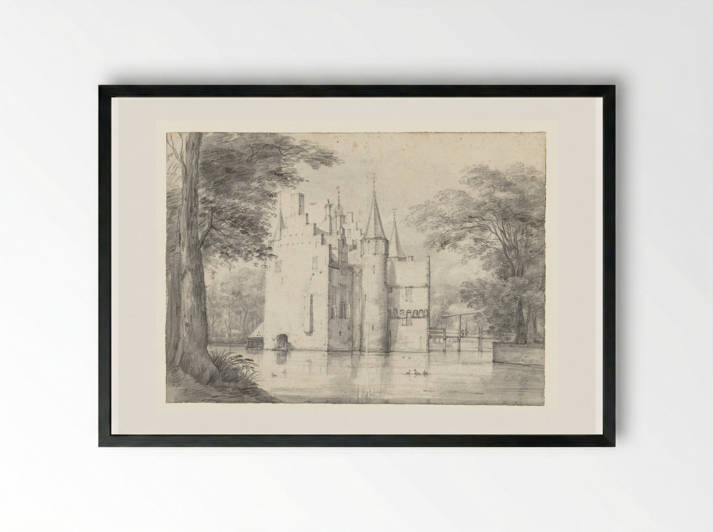 Huis Swieten vanuit het westen - Roelant Roghman - Framed Print Black