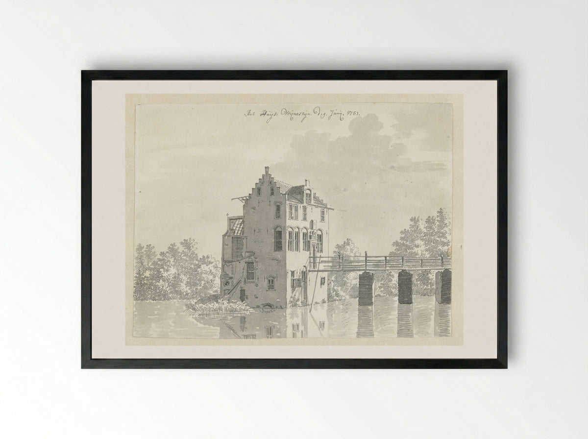 Huis Wijnestein bij Jutphaas - Jan de Beijer - Framed Print Black