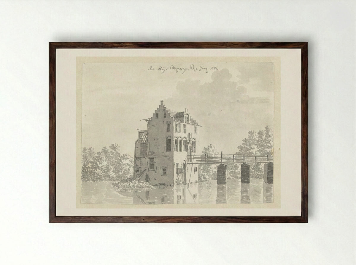 Huis Wijnestein bij Jutphaas - Jan de Beijer - Framed Print Dark Wood
